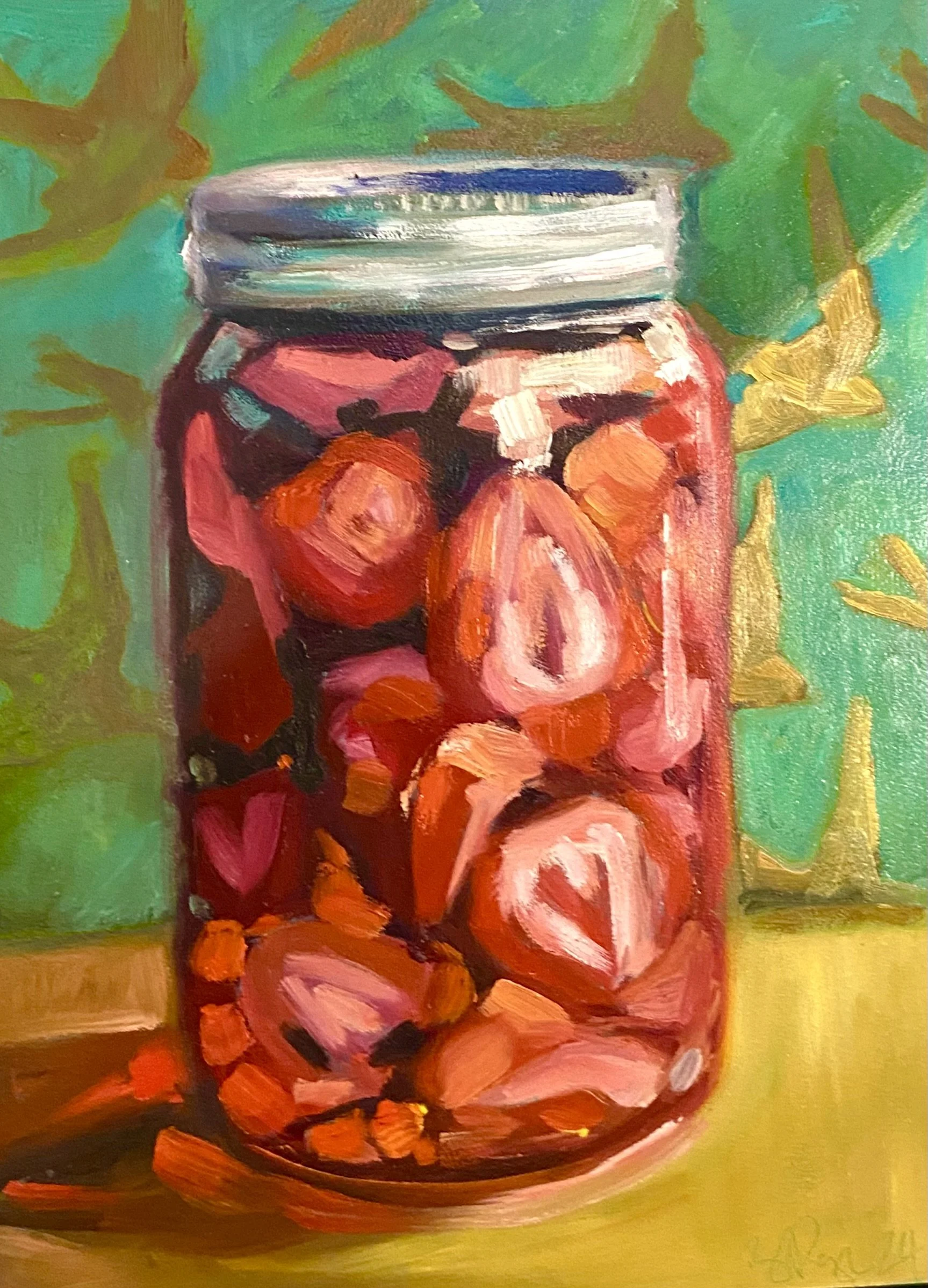 Sugared Strawberries with Swallows 9x12"