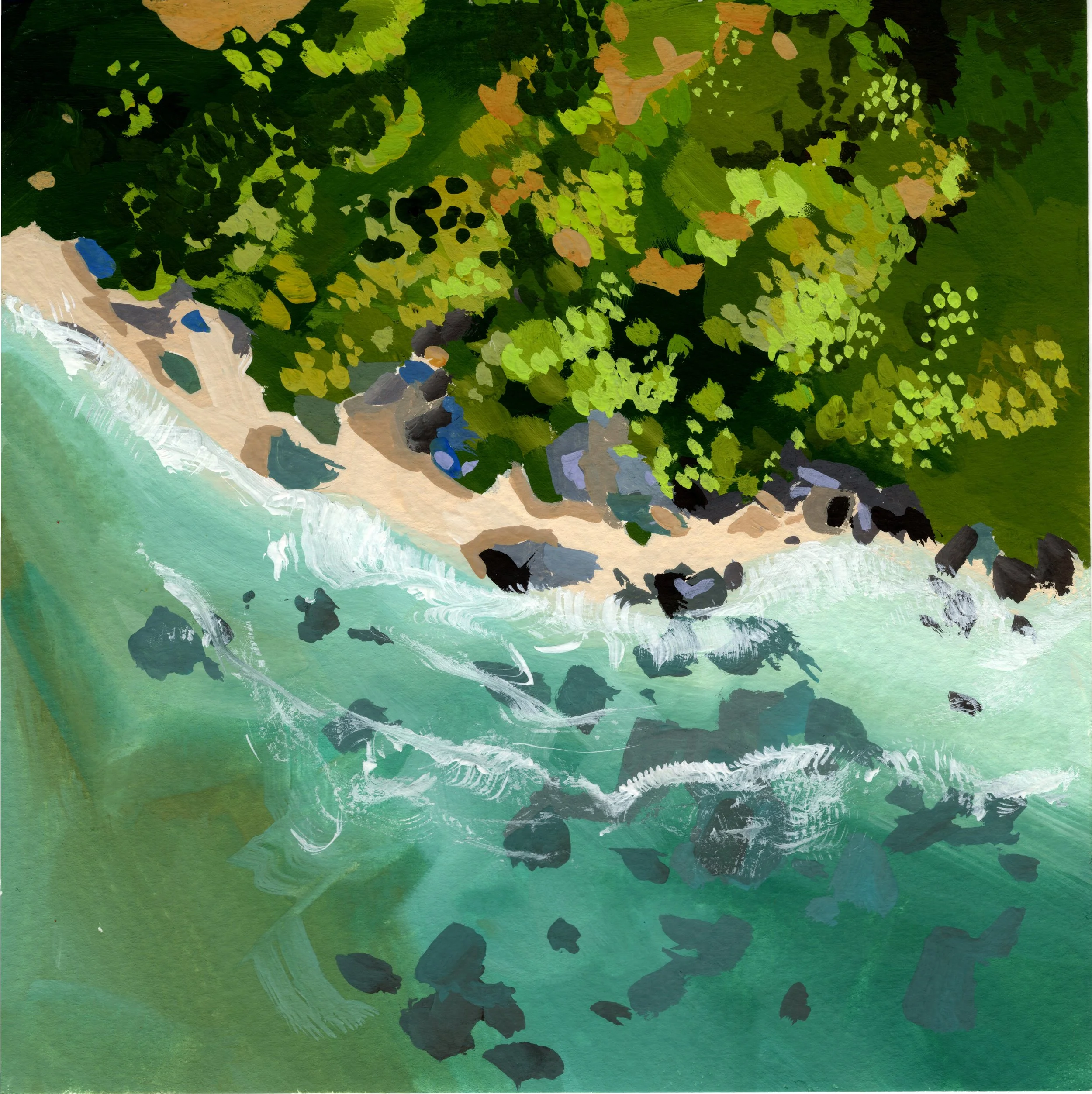 Aerial Rocky Coast - Fine Art Print