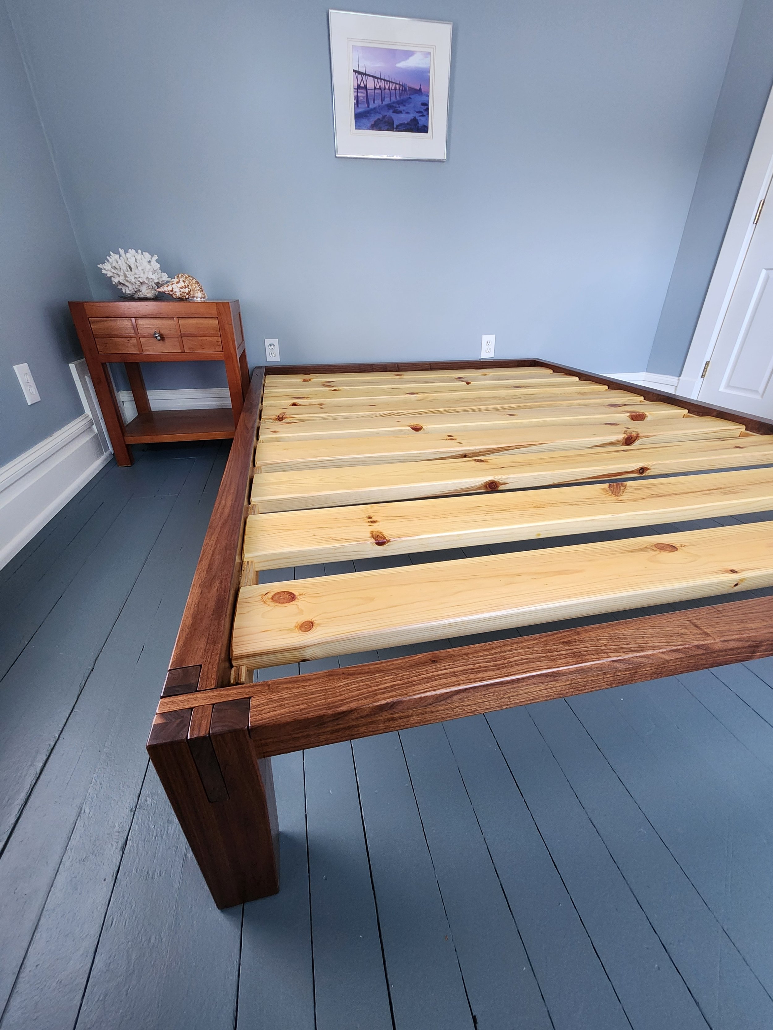 Solid walnut platform bed