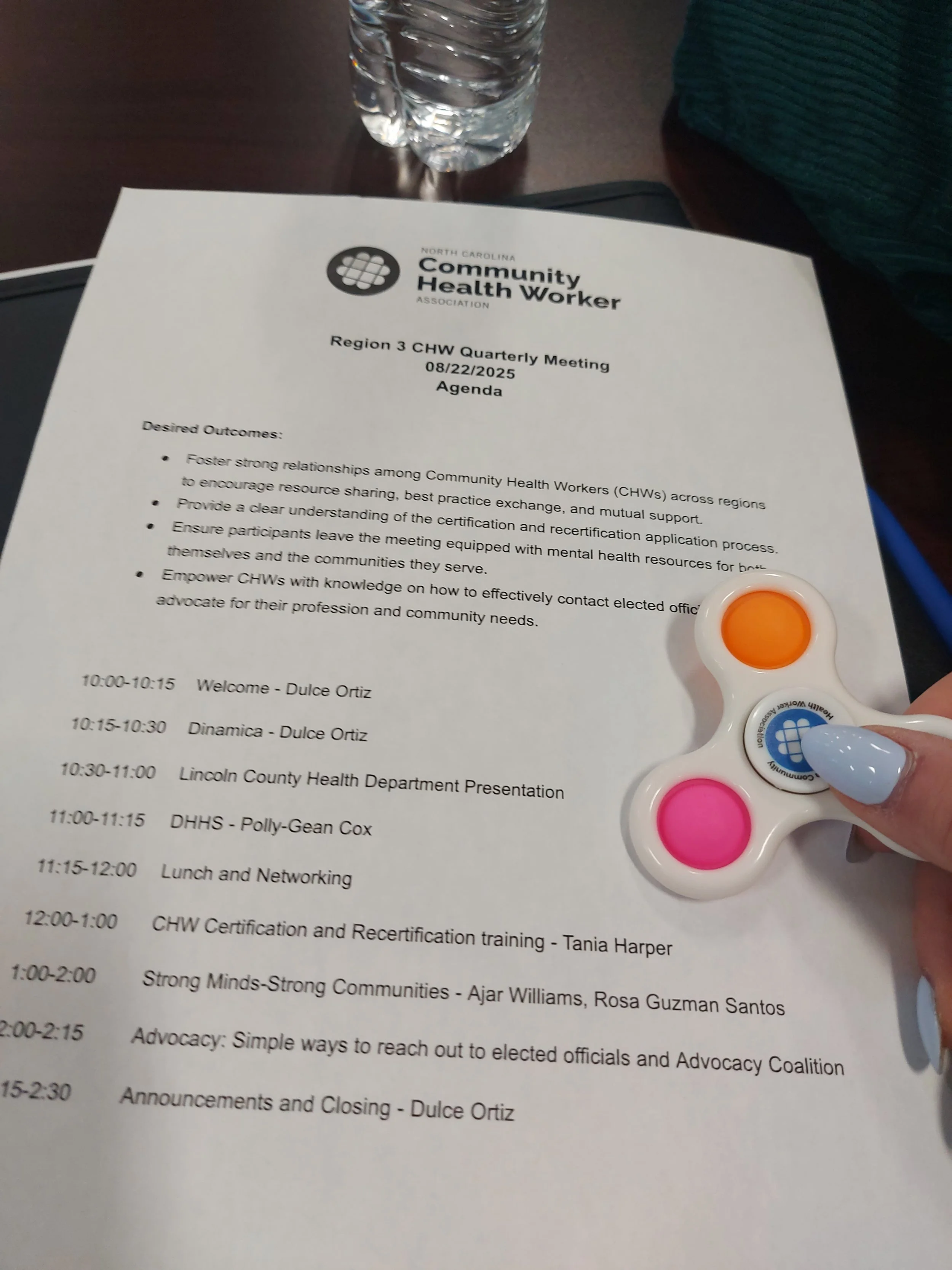I love it when they prepare for us with fidgets! CHW Regional Meeting