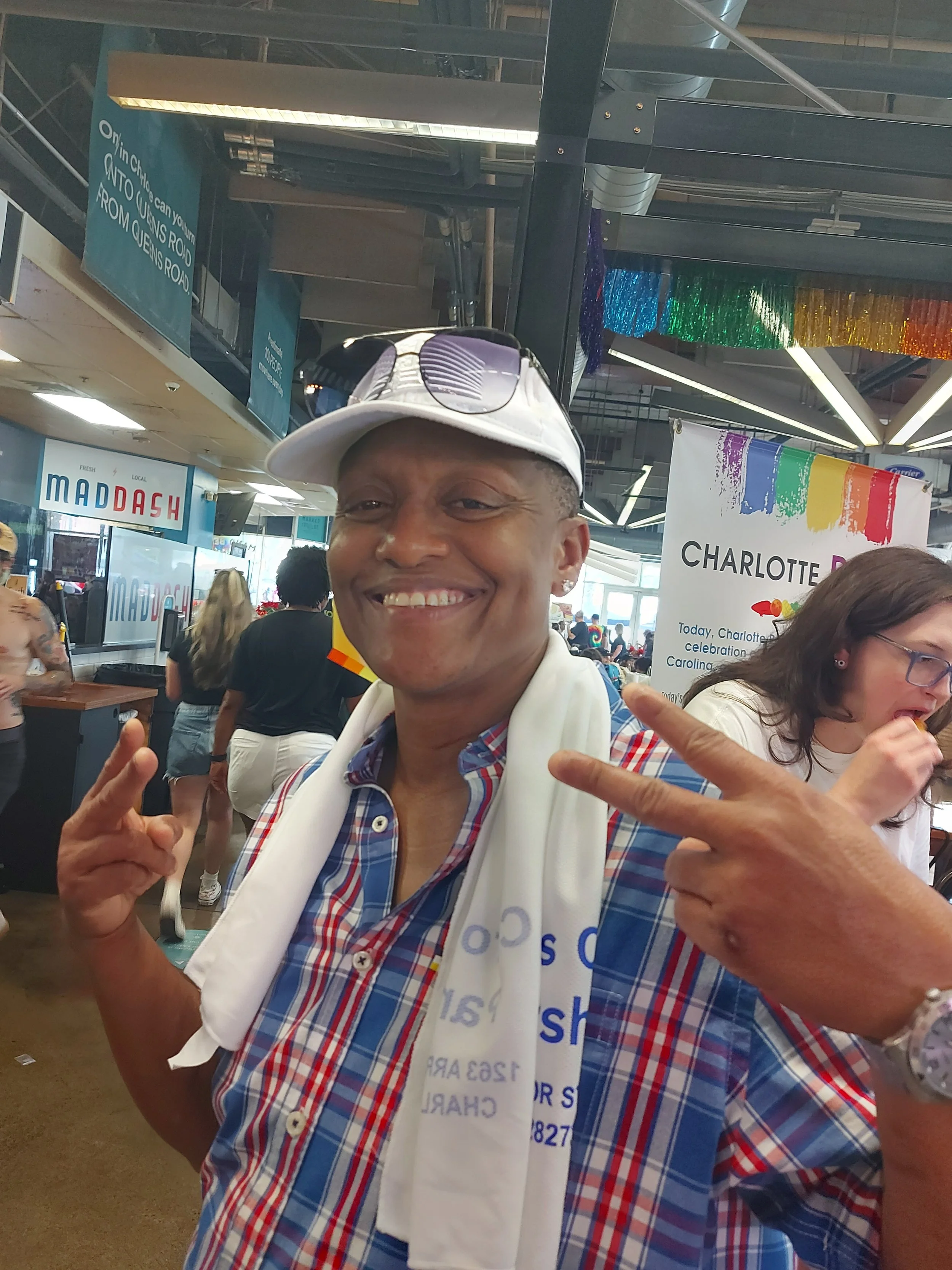 One of our amazing peers at Charlotte Pride with us!