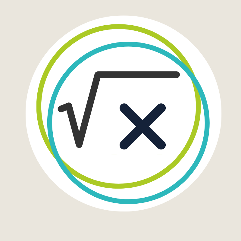 Icono de Matemáticas: Aritmética, Álgebra, Geometría, Trigonometría, Cálculo Diferencial e Integral, Estadística y más.