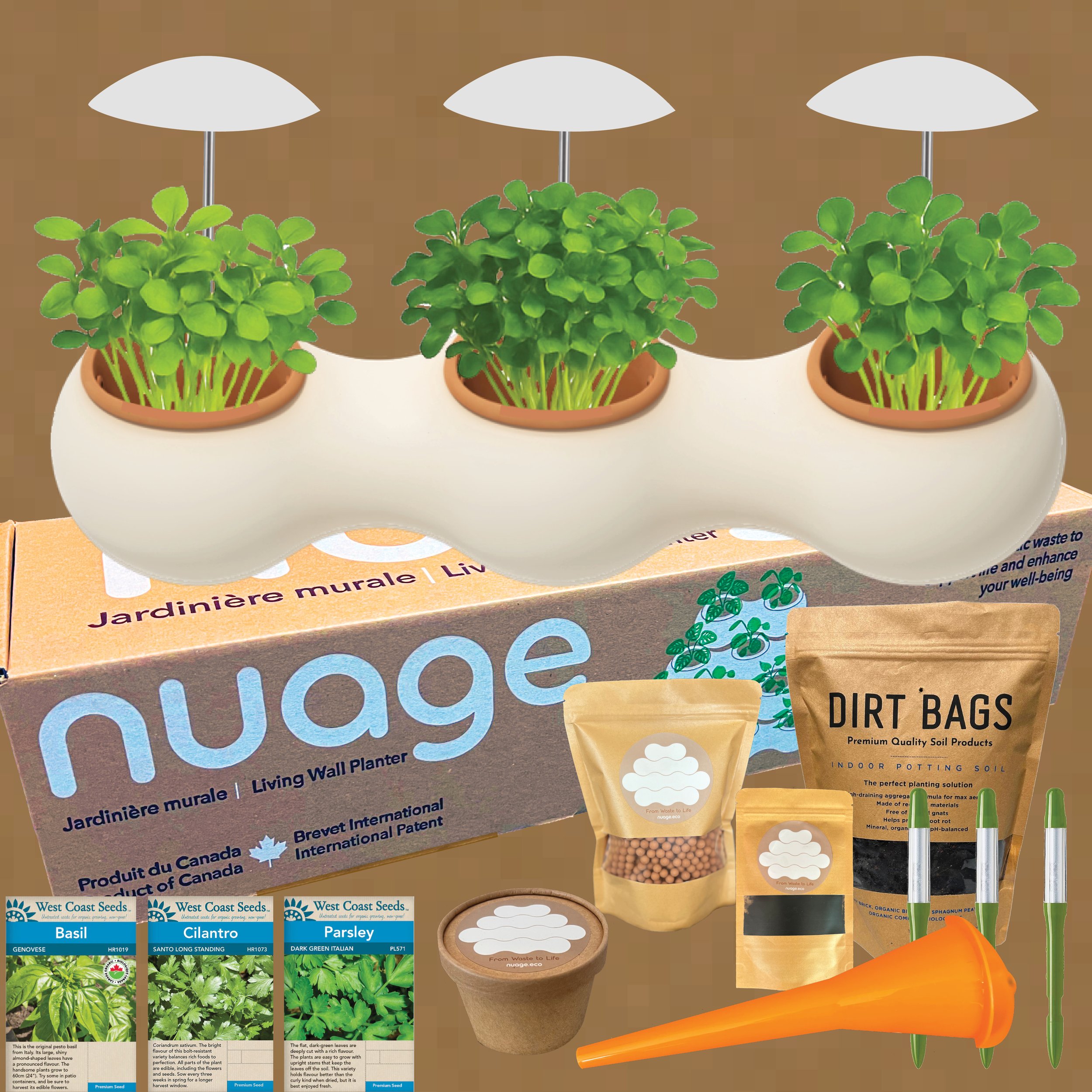 NUAGE3 Vertical Garden Complete — White Cloud/Terra