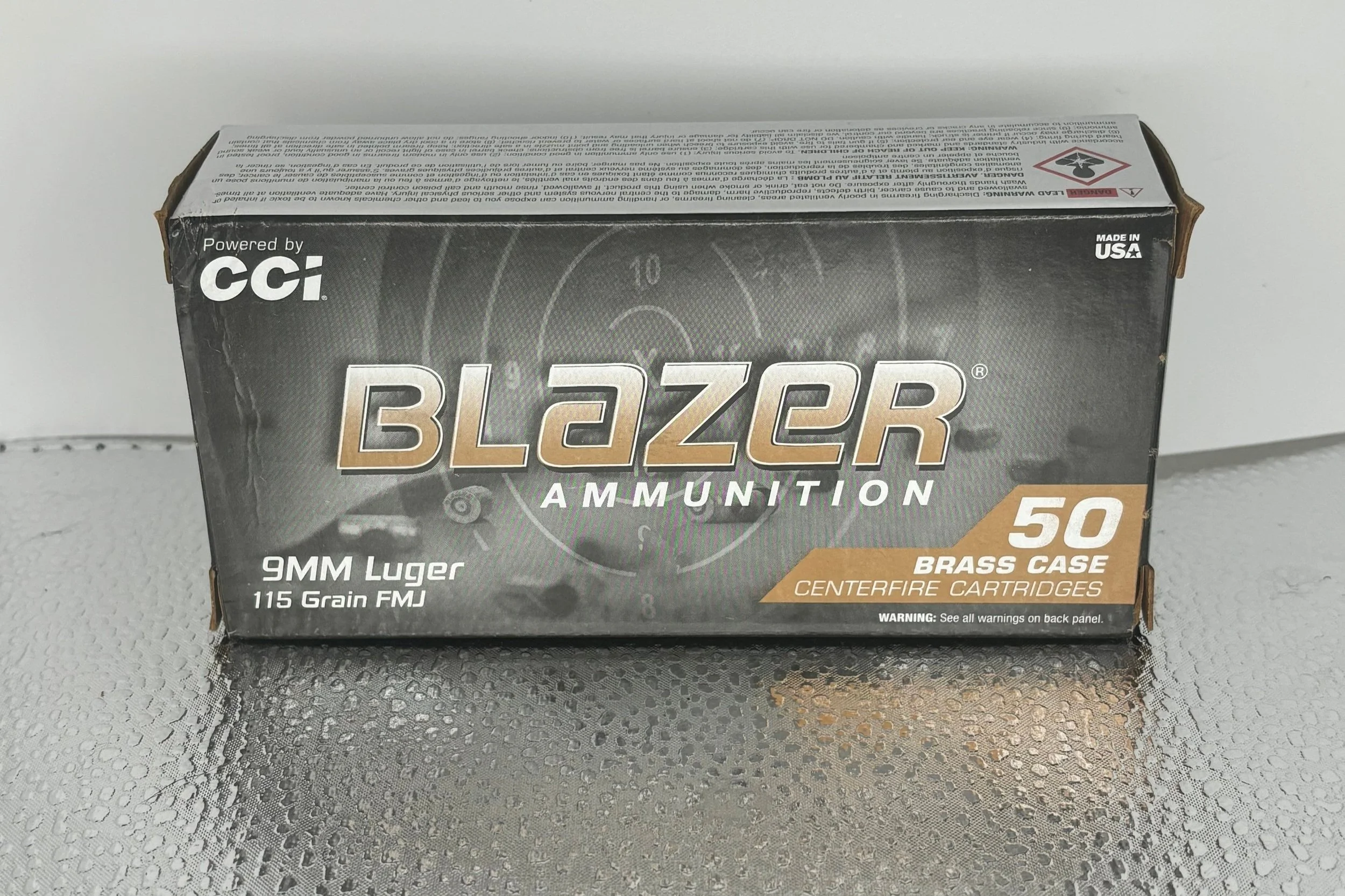 CCI BLAZER BRASS 9MM LUGER AMMO 115 GRAIN FMJ - 50 ROUNDS