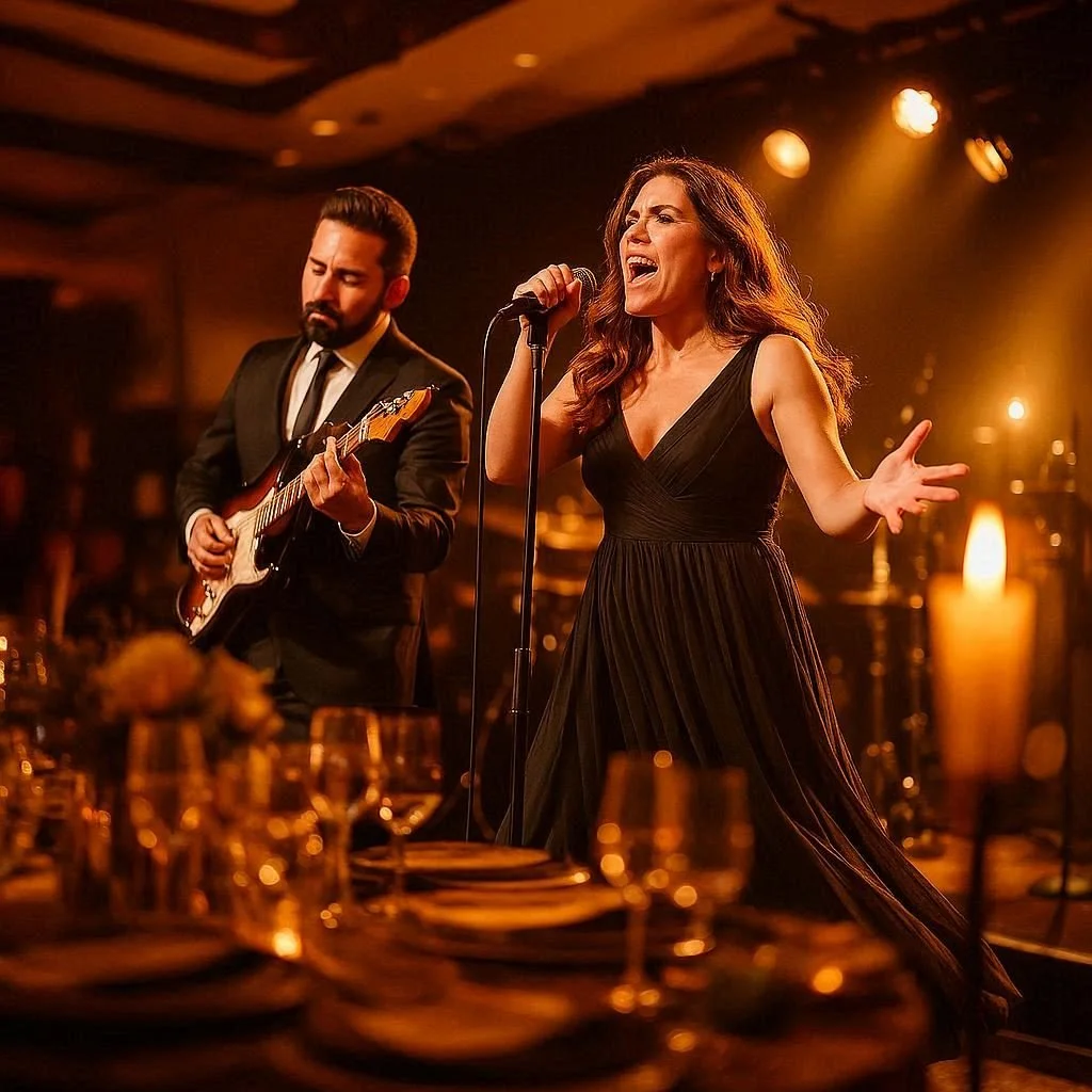 Kvällsunderhållning event  - artist sjunger