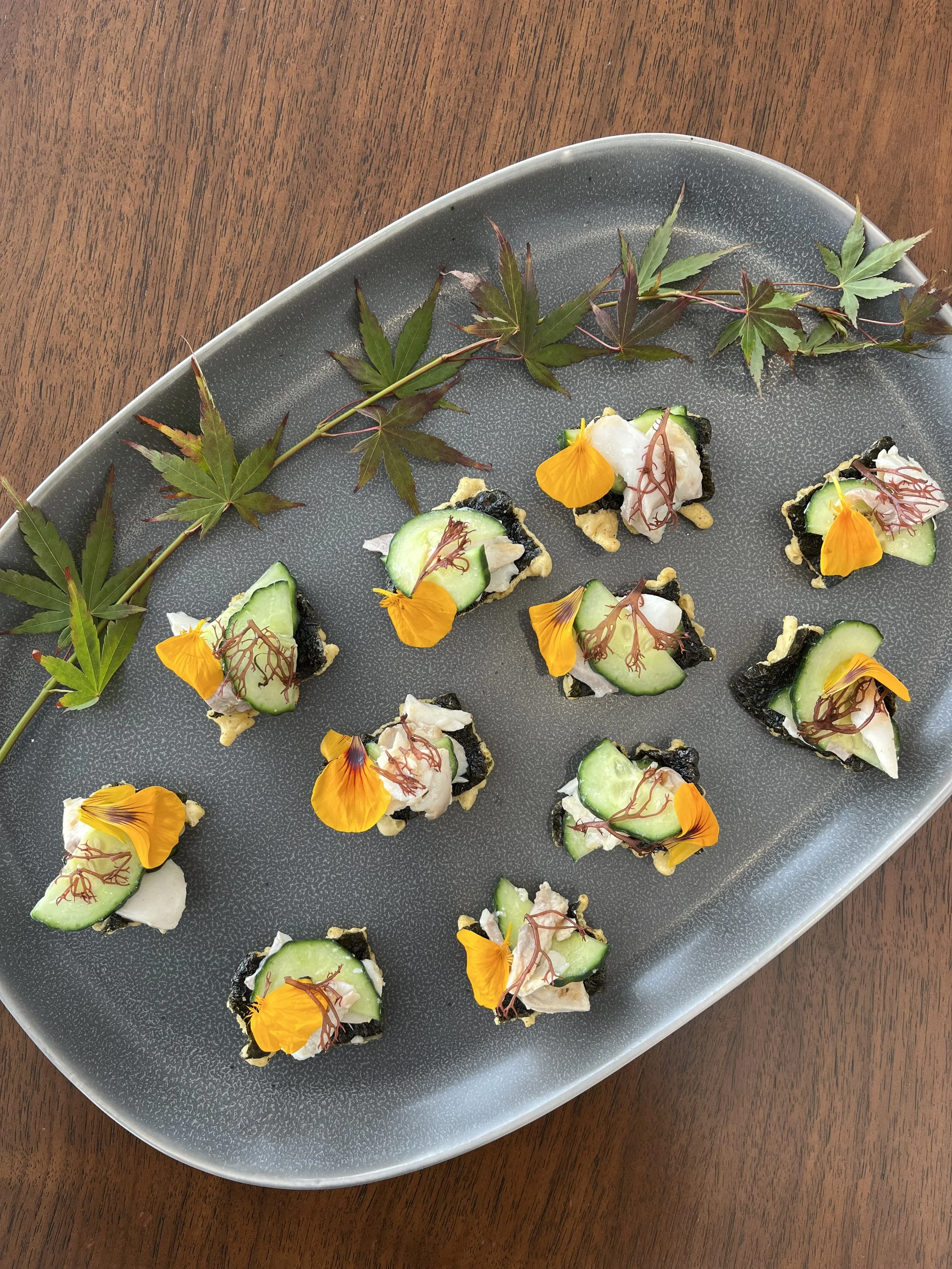 Miso Cured Black Cod on Nori Chip hors d'oeuvres