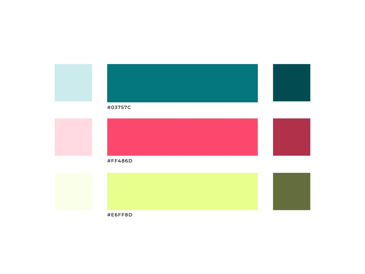 Colour Palette  (WCAG 2.1 Level
AA Passing contrast between primary colour and tints/shades)