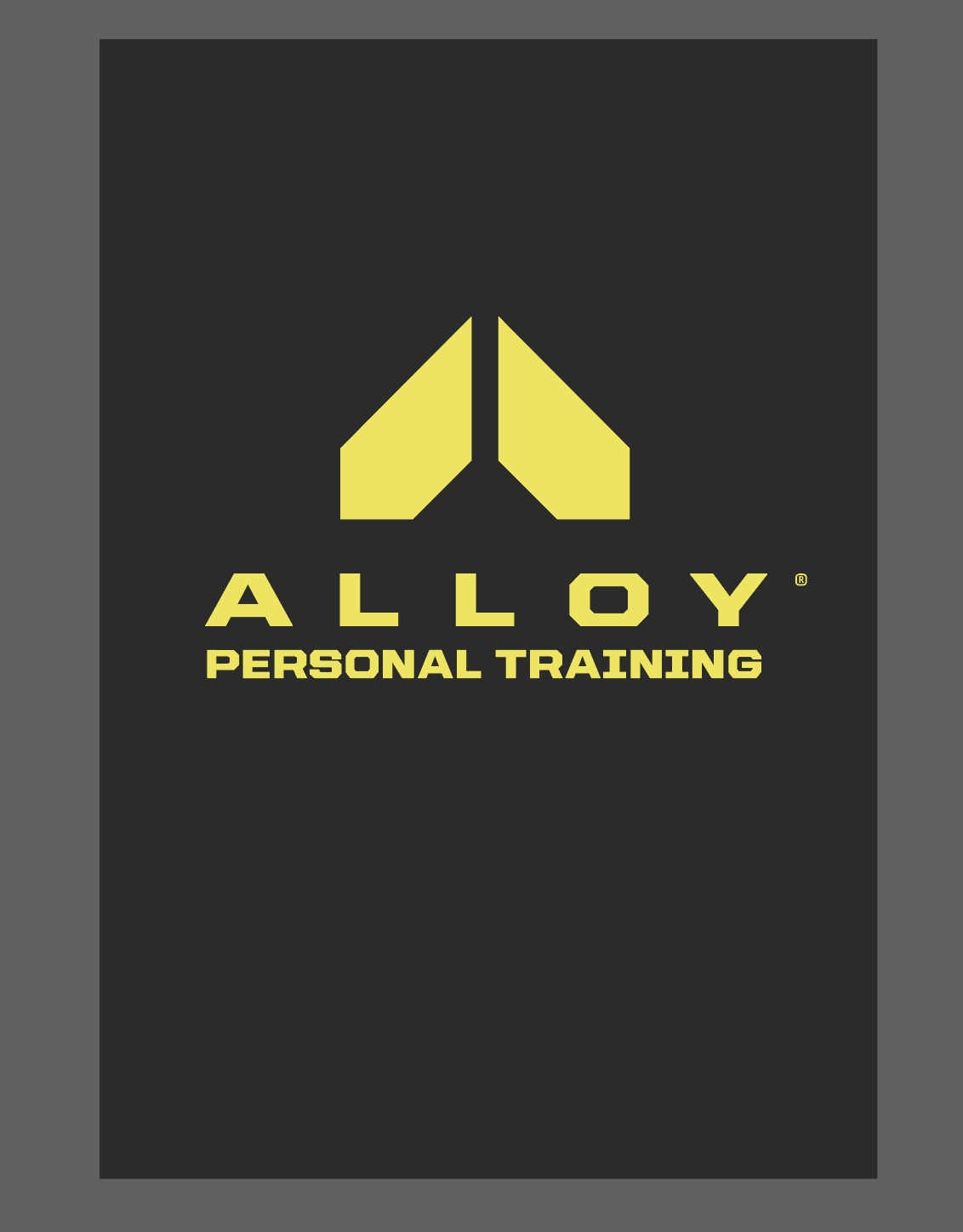 Black background with a yellow and black logo featuring a stylized 'A' shape, and the words 'ALLOY PERSONAL TRAINING' in yellow text.