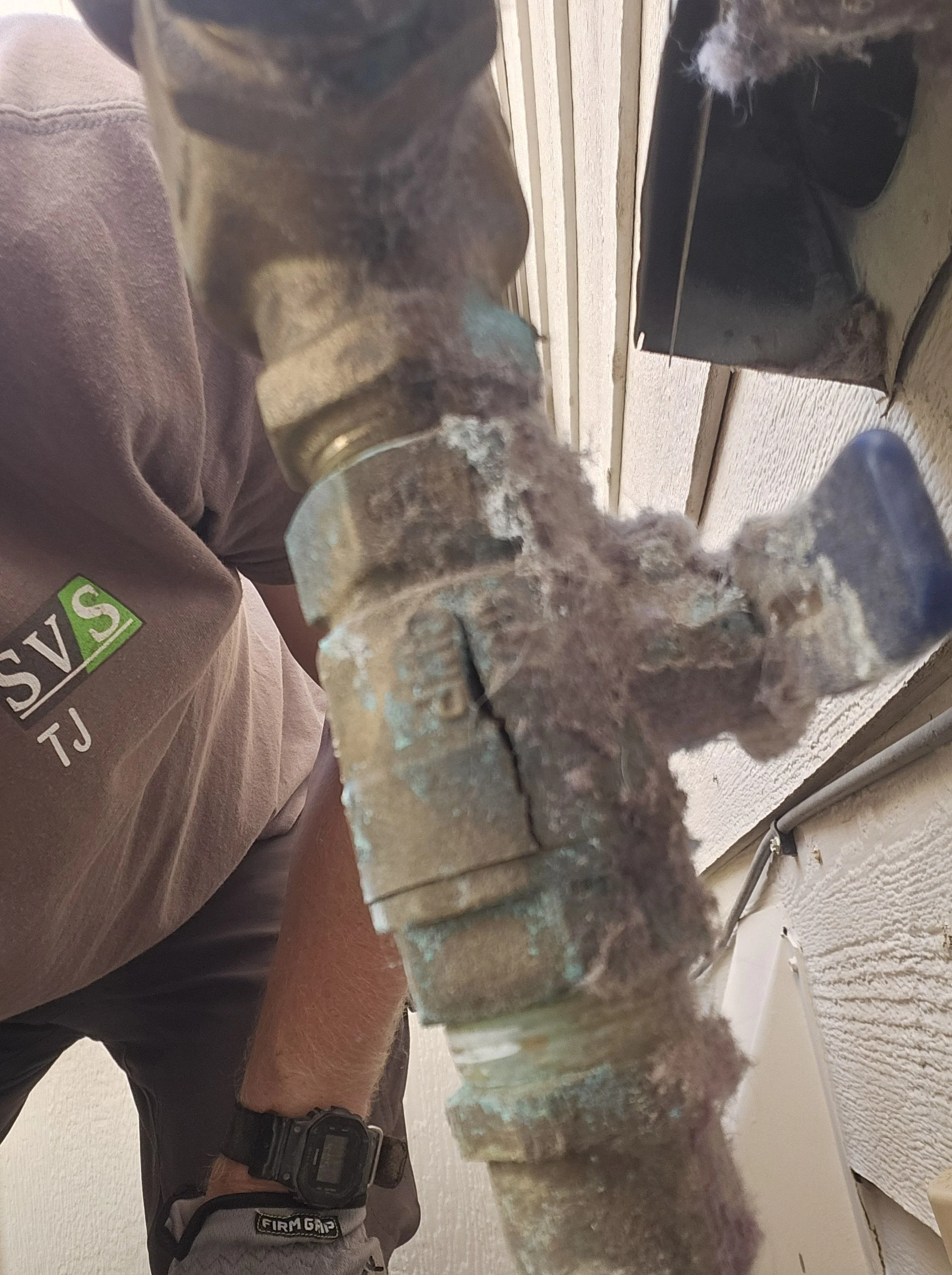 TJ from summit view sprinklers replacing a 3/4" cracked ball valve on a Febco backflow preventer.