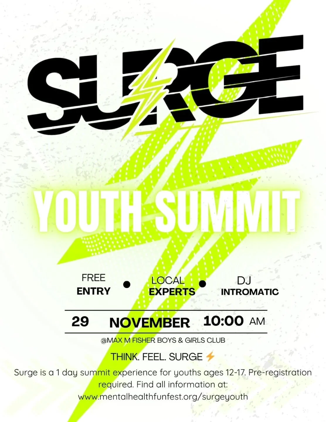 Yo! Are you in here?!!

⚡SURGE⚡  is a one day life changing activation for youth ages 12&ndash;17 in Palm Beach. This event will set you up for success.  Are you ready to level up your mindset, money moves, and mental health (...do you need community