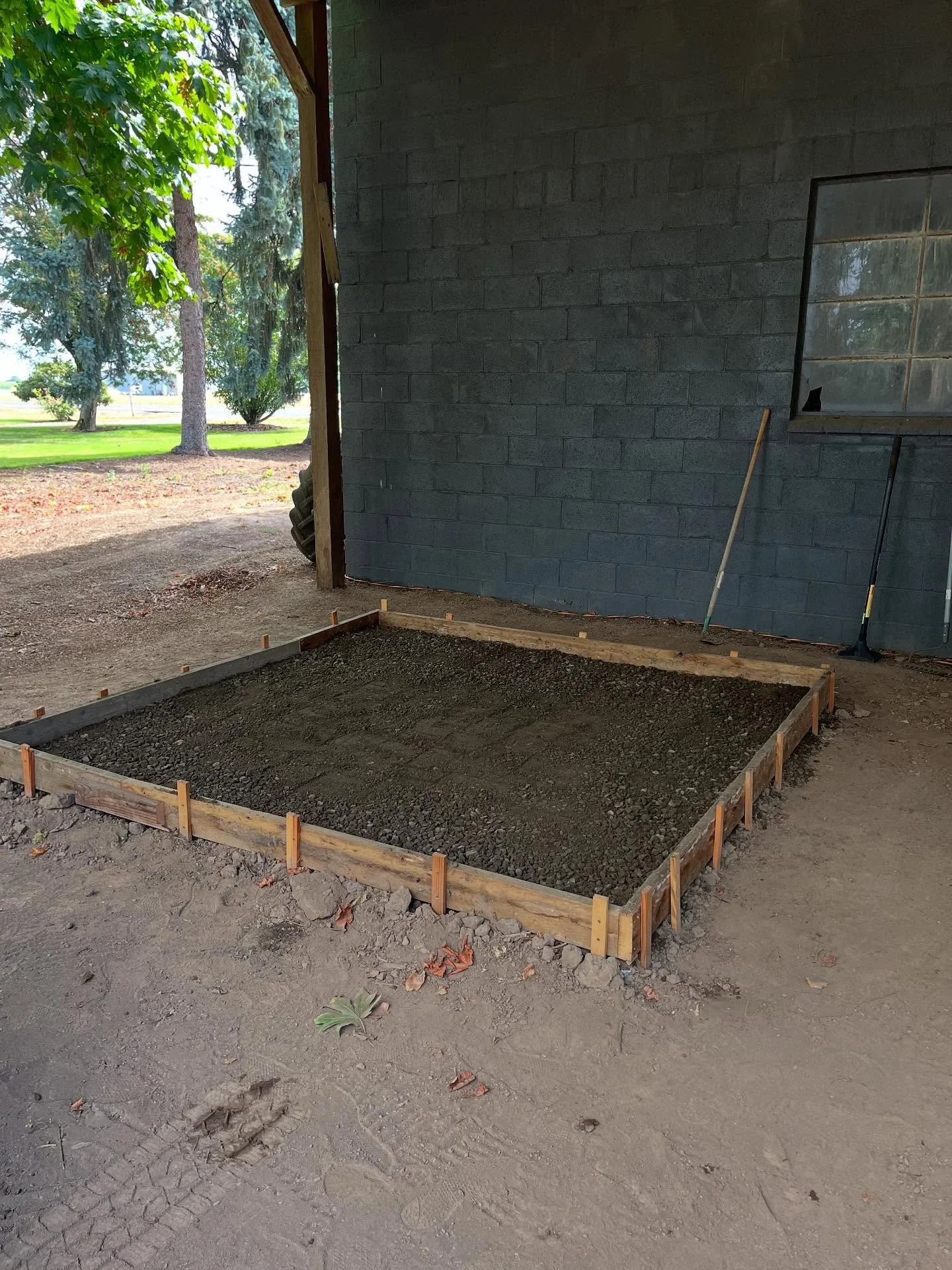We are one step closer to installing our new cooler!! We got the gravel down today. 🪏Next step concrete!