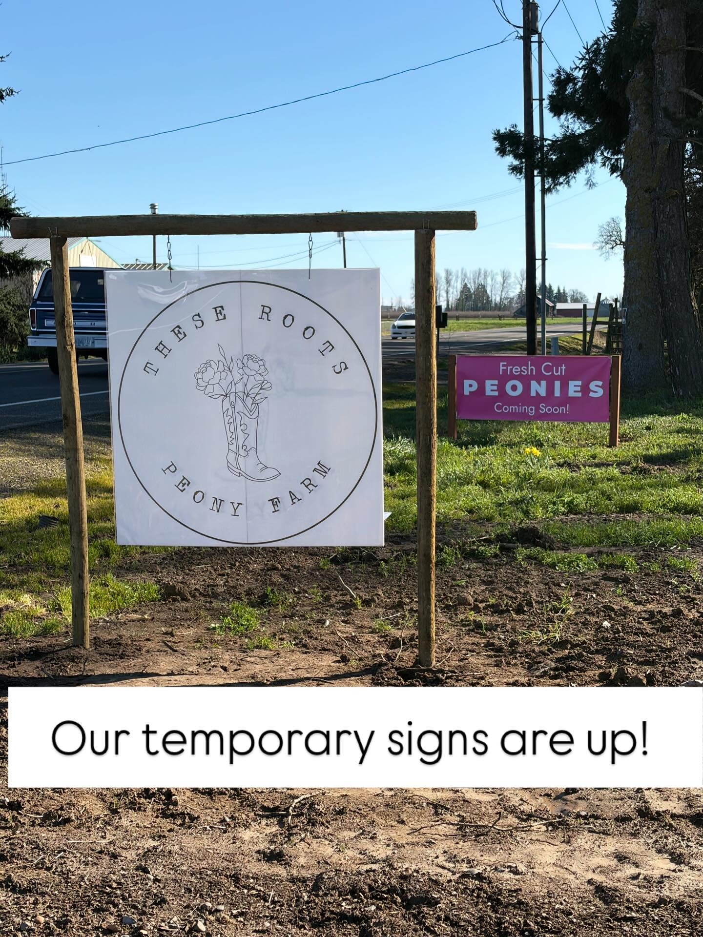 We took advantage of the nice weather and cranked out some projects today! 

I put up our temporary signs- I can&rsquo;t put up our actual sign I have ready to go until the fence is up later this year. I had some old 4 x 4&rsquo; s and some old woode