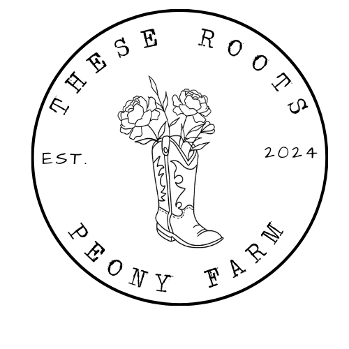 Logo with a cowboy boot filled with flowers, surrounded by text that reads "The Sheaves Roots Pony Farm Est. 2024" in a circular layout.