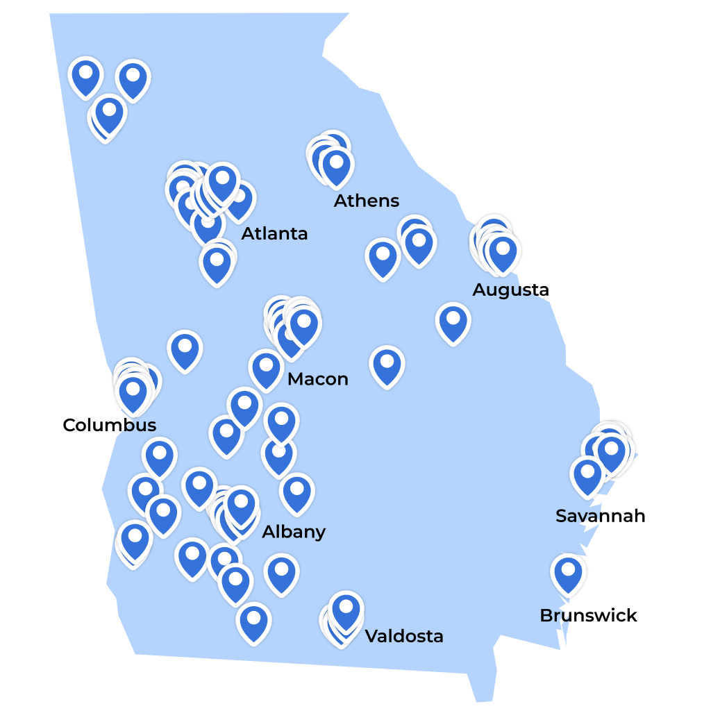 Map of Georgia with 80-80 schools