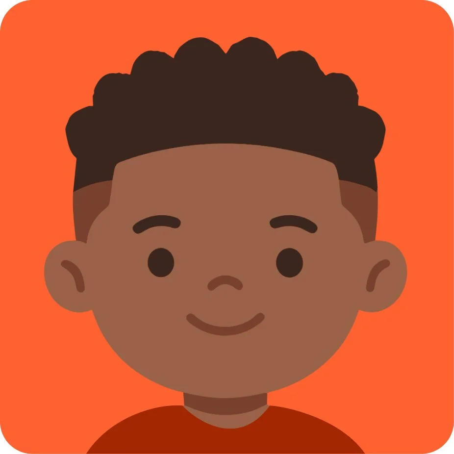 illustration of young child with red background