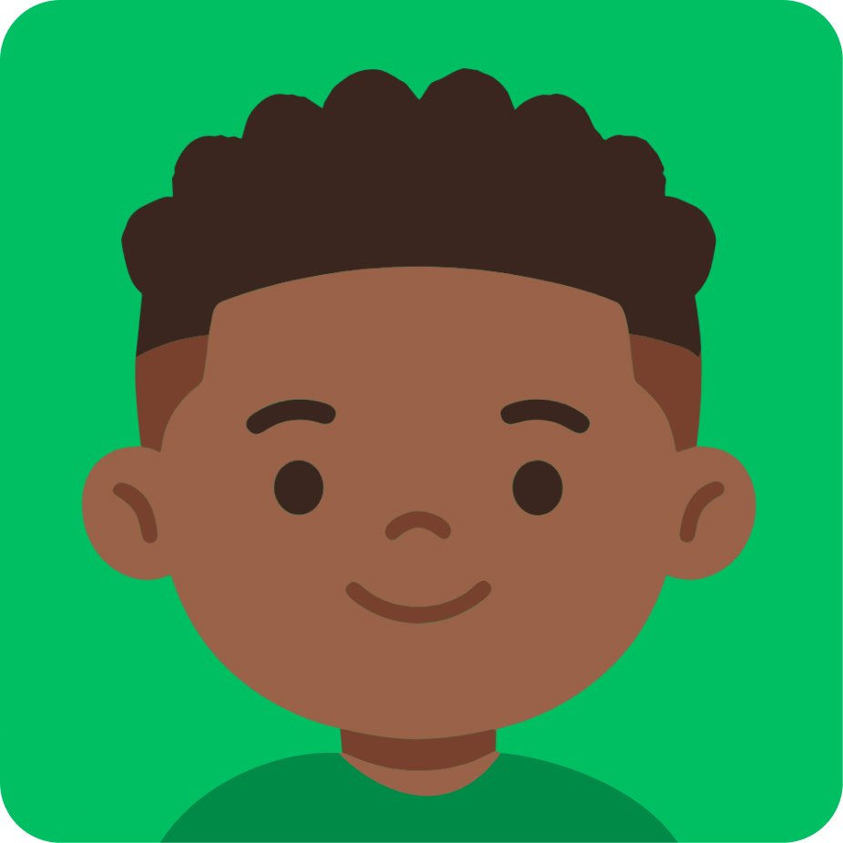 illustration of young child with green background