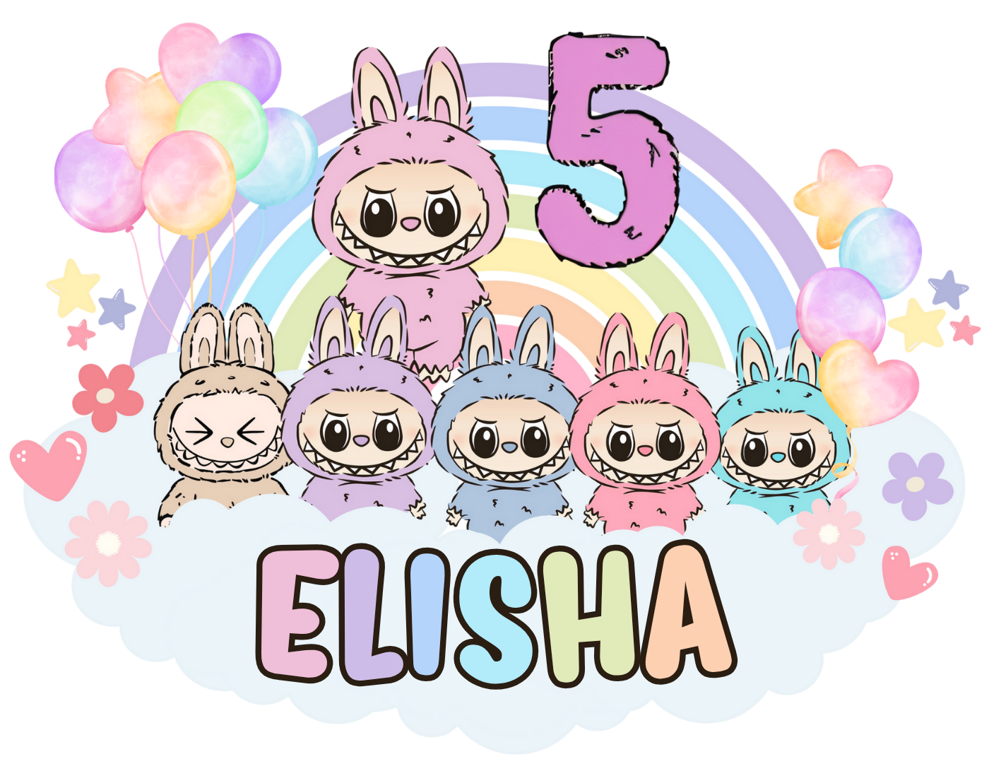 Labubu Pastel 3D Cake Topper