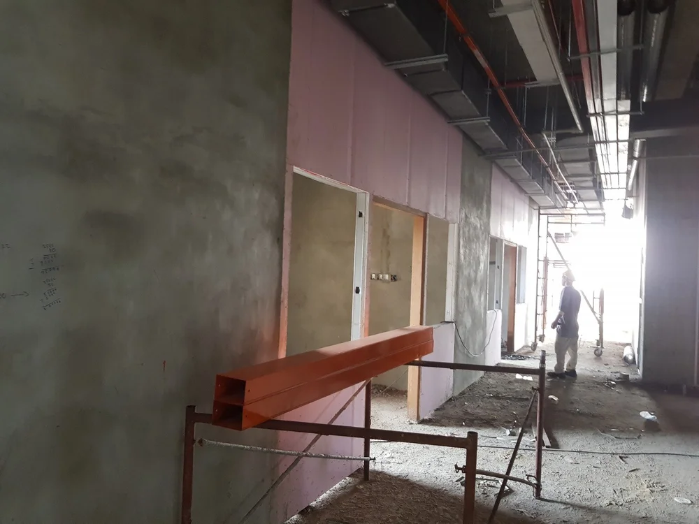  Installation of both sides of the wall complete; jointing at the board joints to be done 