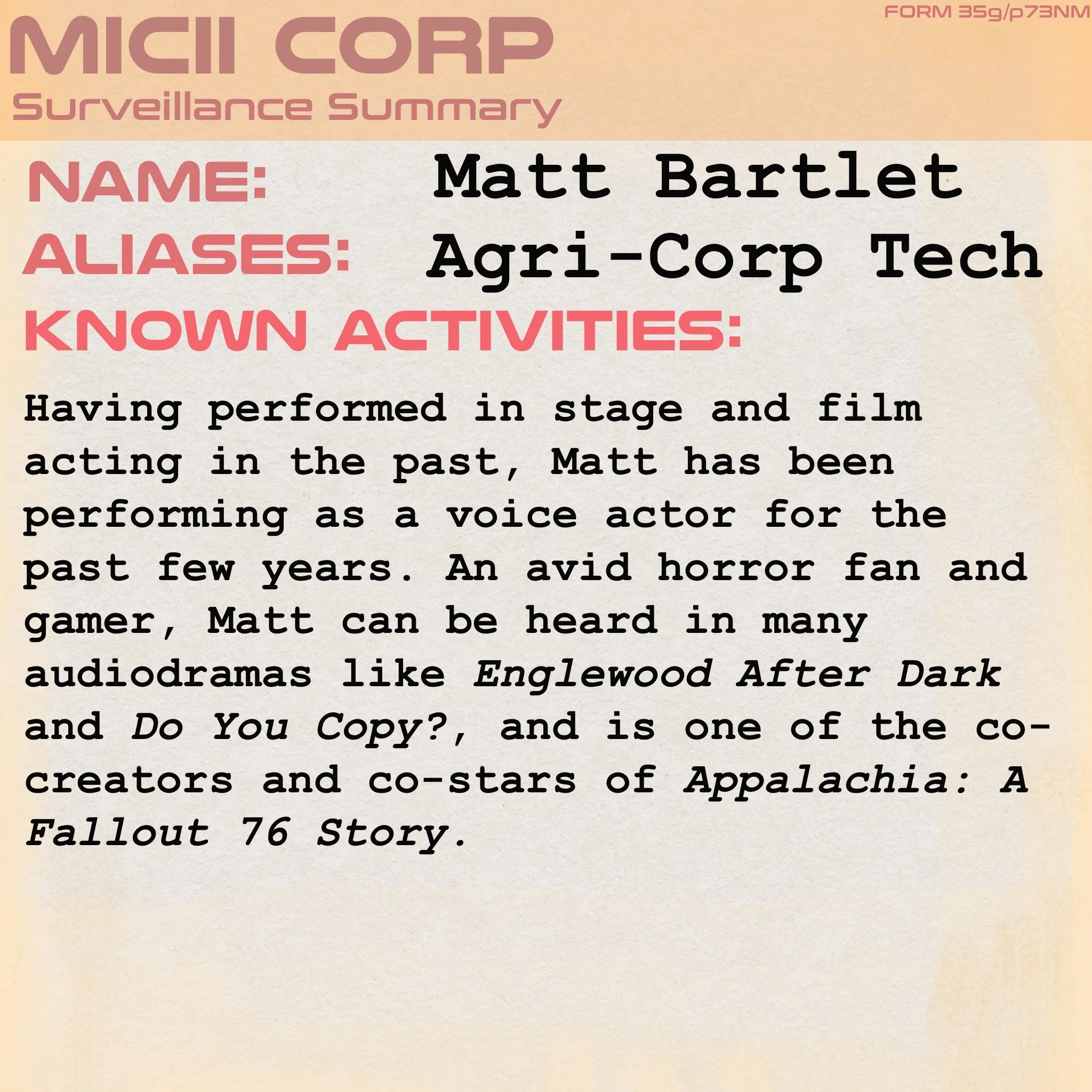 Matt Bartlet, Witchpunk