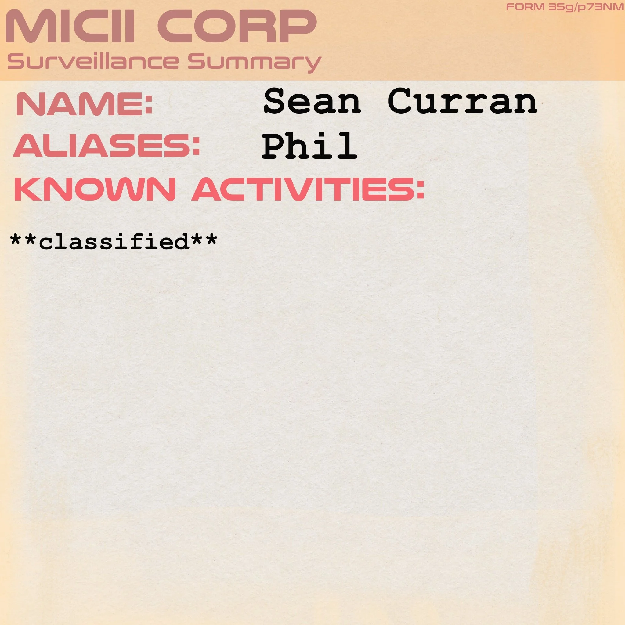 Sean Curran, Witchpunk