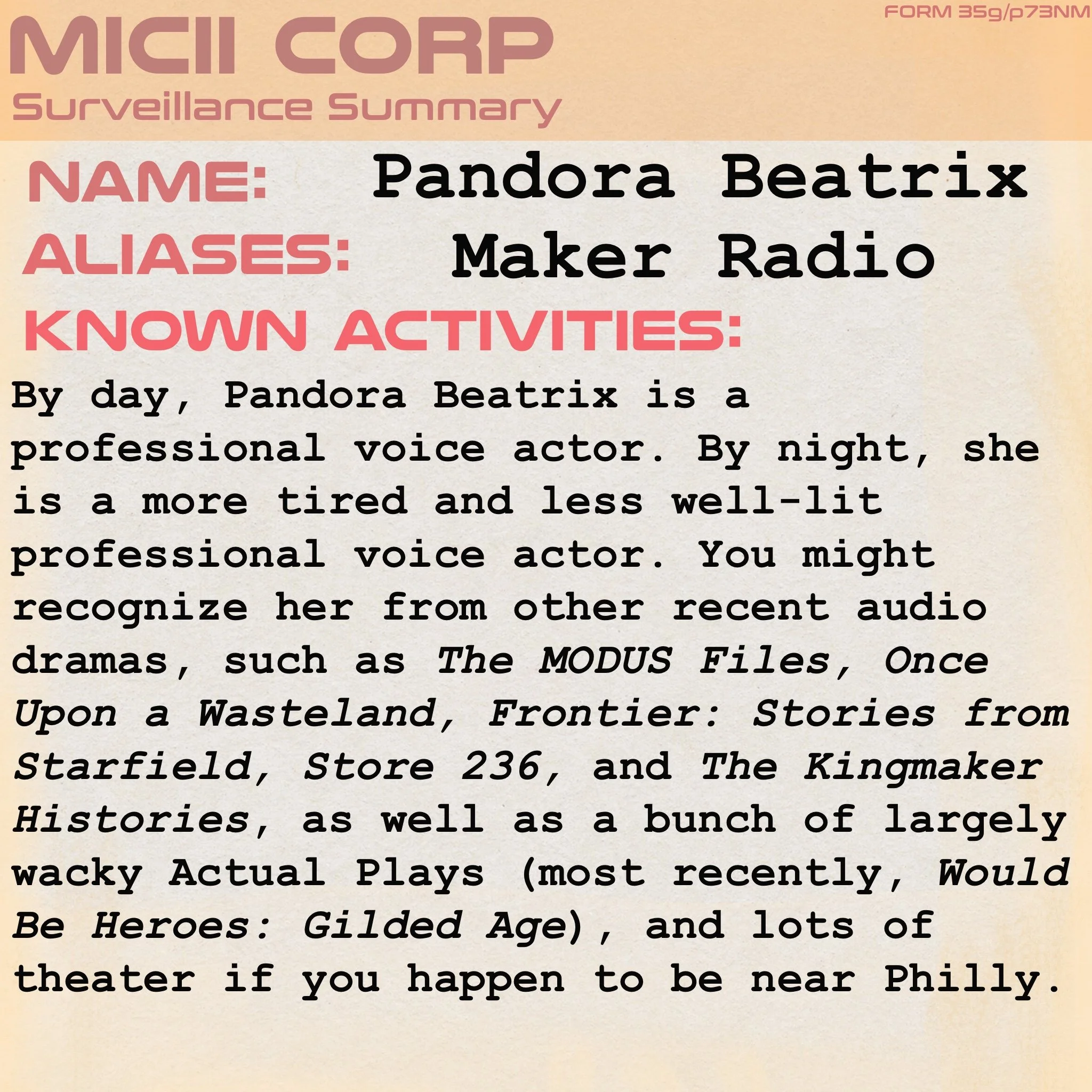 Pandora Beatrix, Witchpunk