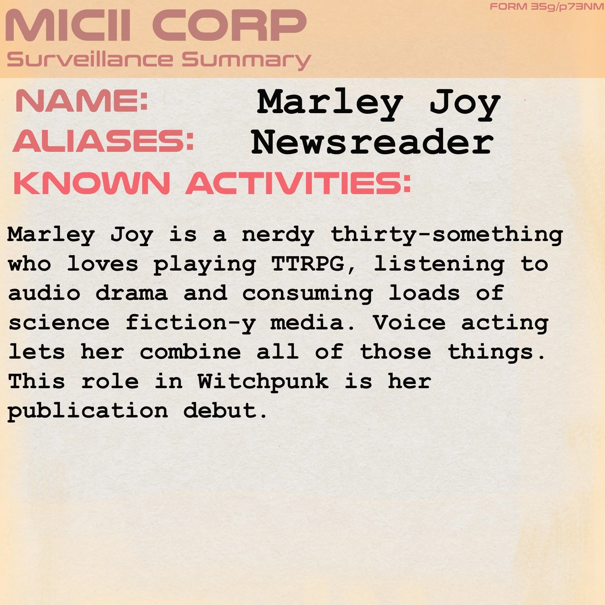 Marley Joy, Witchpunk