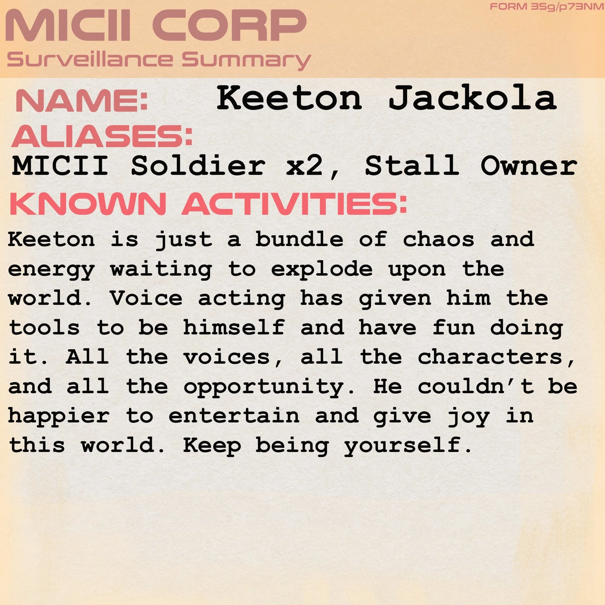 Keeton Jackal, Witchpunk