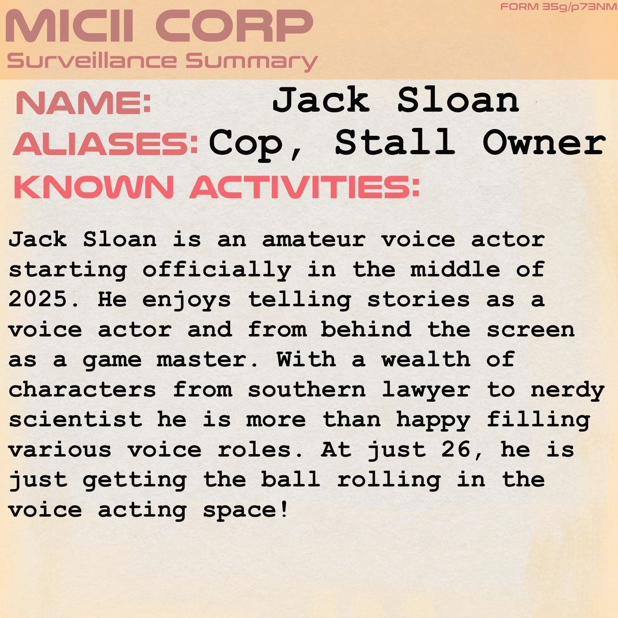 Jack Sloan, Witchpunk