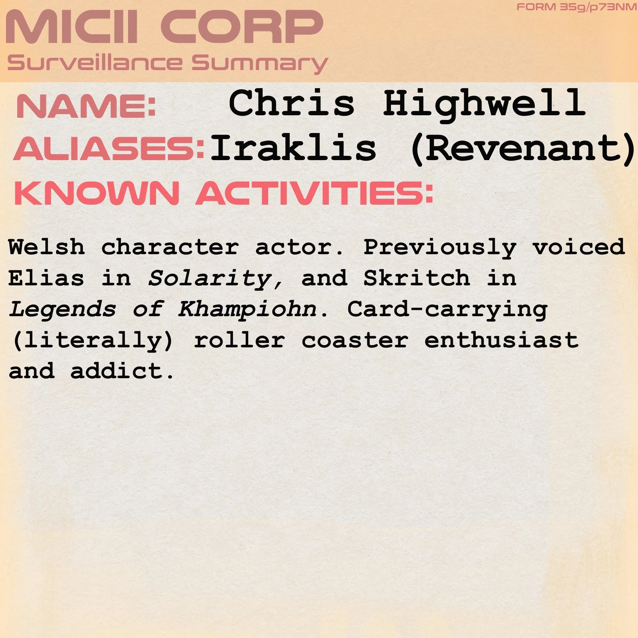 Chris Highwell, Witchpunk