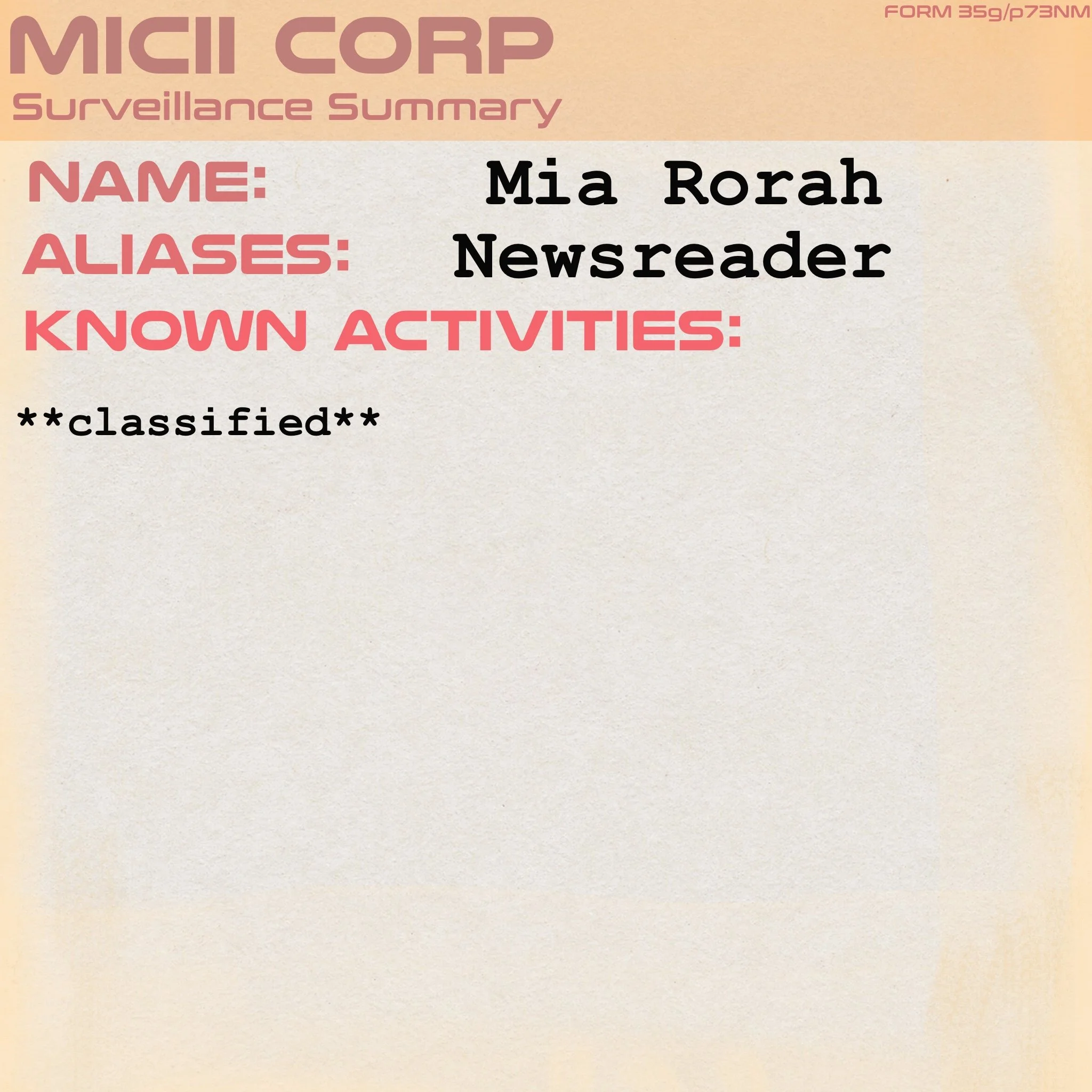 Mia Rorah, Witchpunk