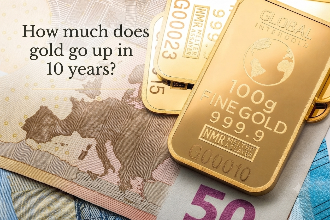 How much does gold go up in 10 years?