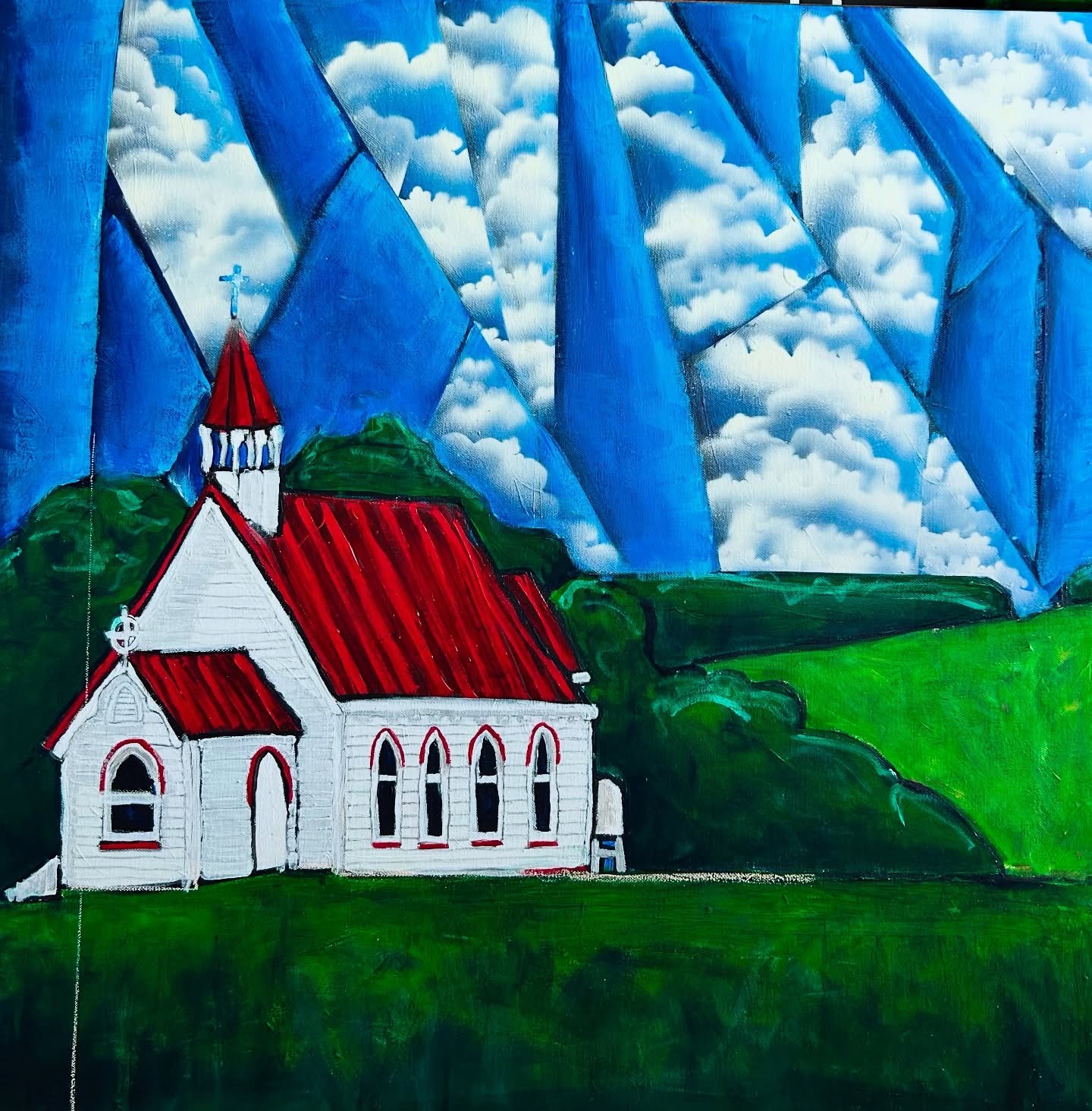 It’s paint o clock.
Time to tear this little church to bits.
Too cute. Too safe. Doesn’t really say much.
Not literally of course. Slap around with a big paint brush or two should do.