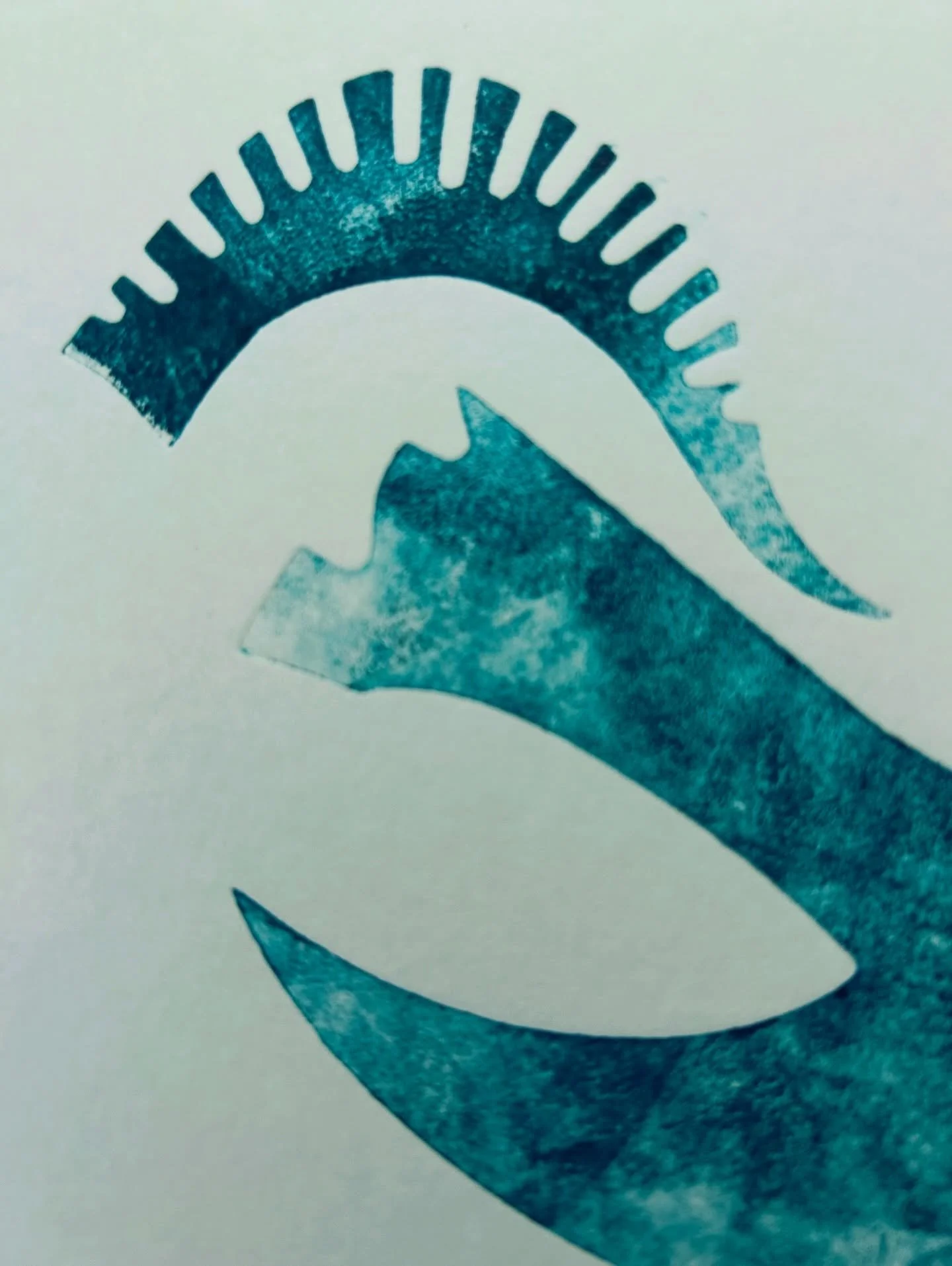 Parts of a bird. Shining Cuckoo collagraph.