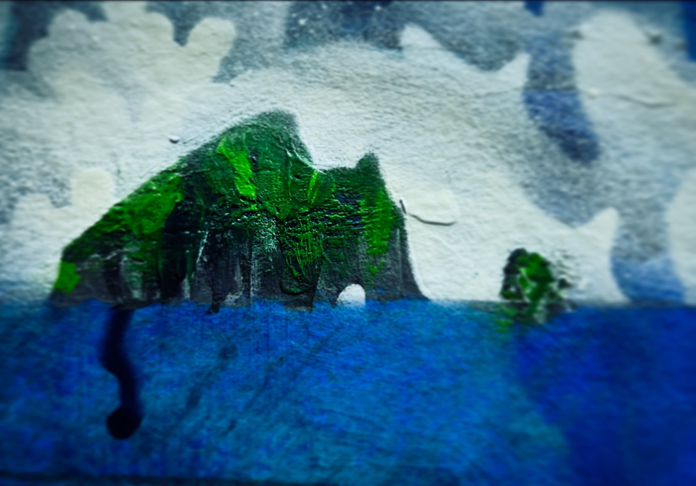 Tiny. Work in progress. Motu Kokako. 2.5 x3.5 inches.
