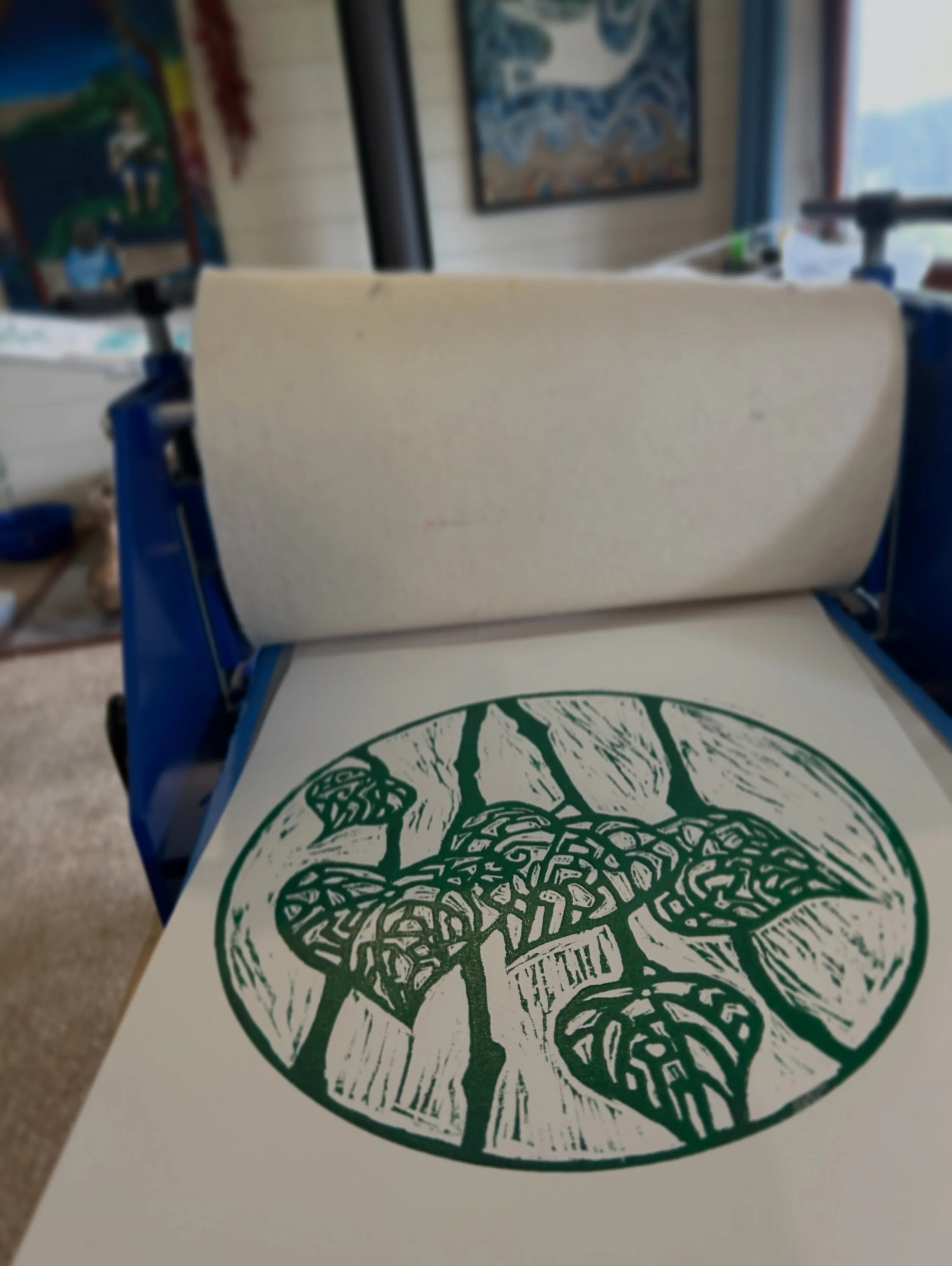 Kawakawa woodblock print. Been working on this for a while. #kingfisherhillprint