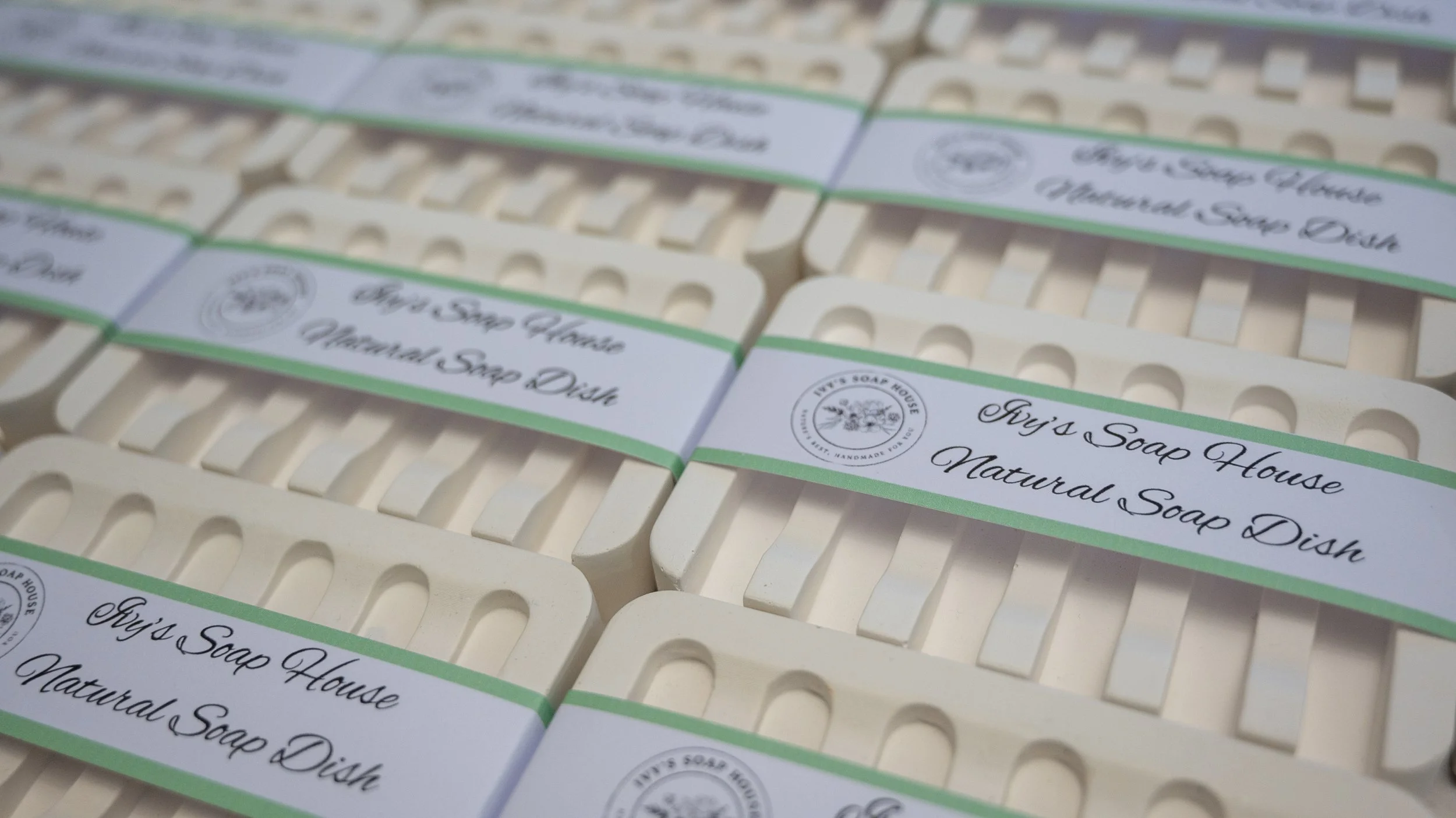 Multiple white soap trays