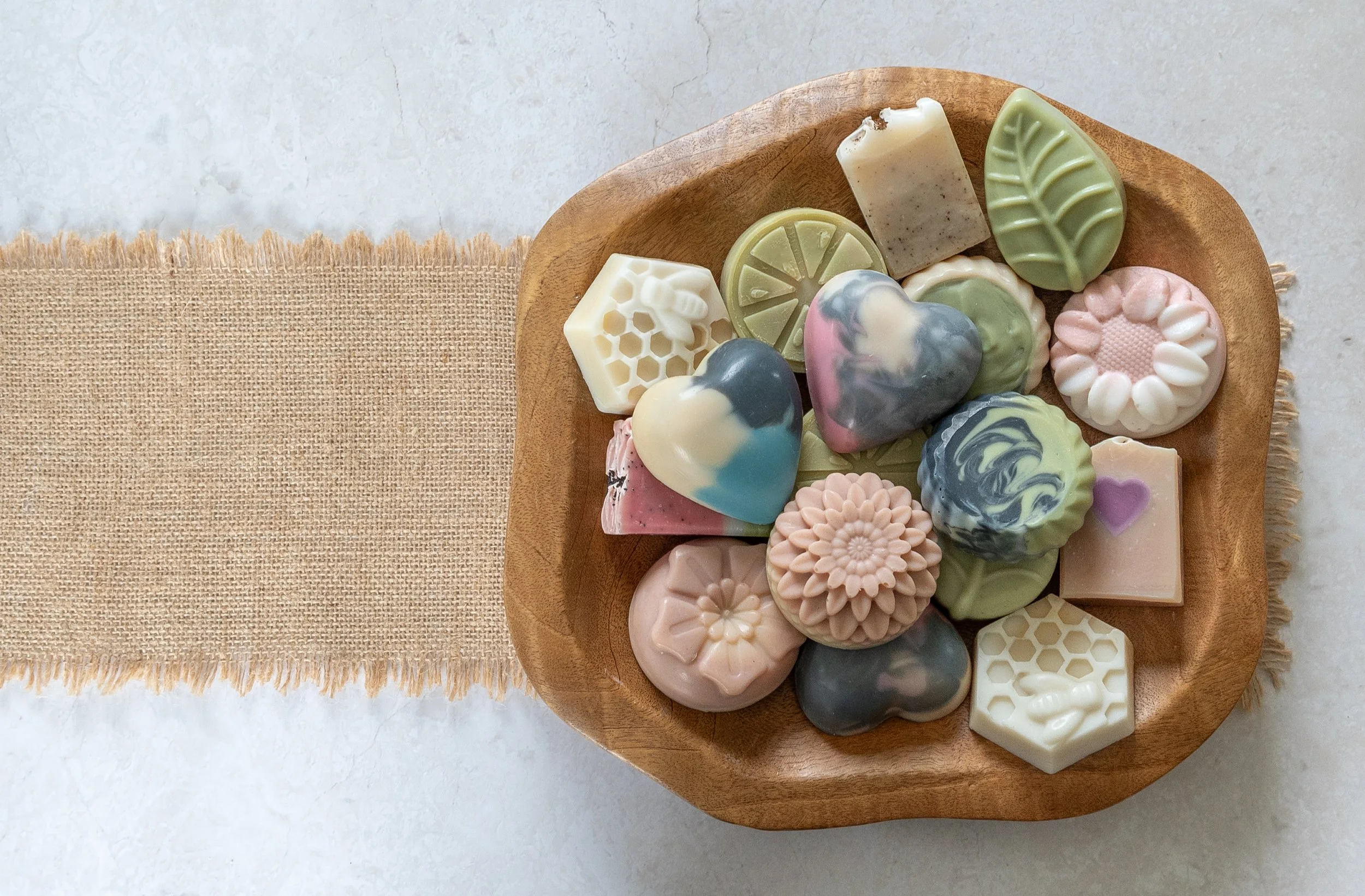 Shea Butter Soap, Olive Oil Soap, Coconut Oil Soap, Castor Oil Soap, Sweet Almond Oil Soap, Cacao Butter Soap, Kaolin Clay Soap, Bit E Soap