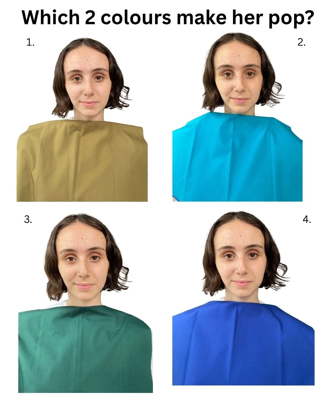 Can you see which two colours connect with Sophie's skin tone, hair and eyes?

Once you know which season you fall into, it will be so much easier to shop; you will save money in the long run and look amazing!

A one-off fun consultation where you ca