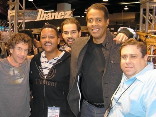 Drummer Simon Phillips (The Who, Toto), unknown, unknown, bass legend Stanley Clarke and JA.
