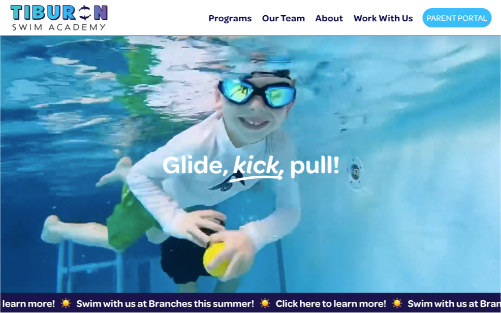 Tiburon Swim Academy, Website Design, Build, and Maintenance