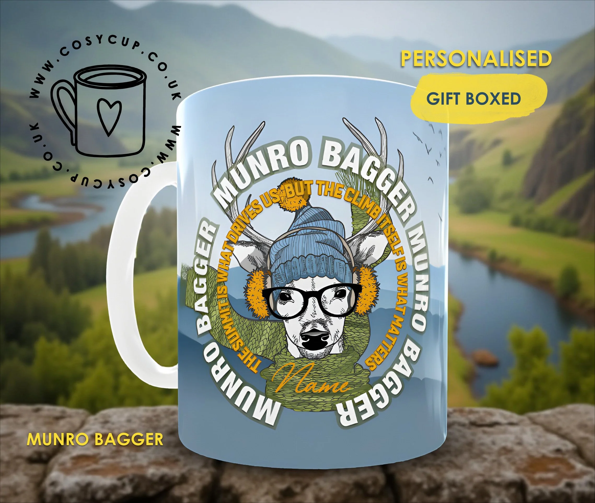 Scottish Stag Munro Bagger Personalised Mug