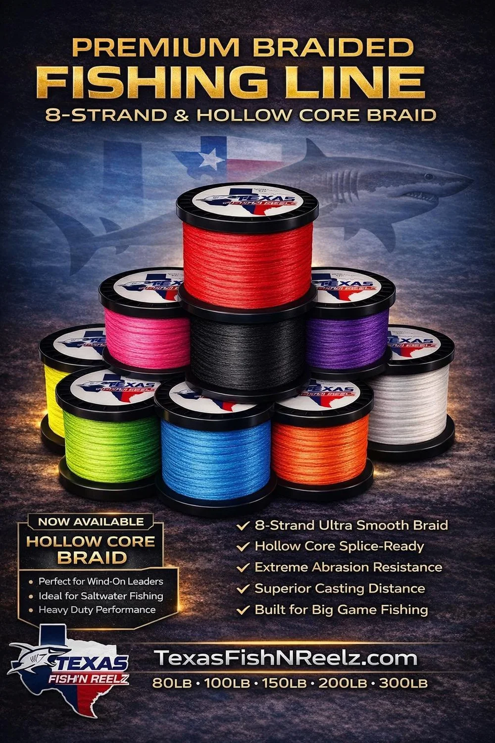 5,000 Yard) Braided Line Spools (Solid 8 Strand & Hollow Core) Texas Fish N Reelz 5,000 Yard) Braided Line Spools (Solid 8 Strand & Hollow Core) Texas Fish N Reelz