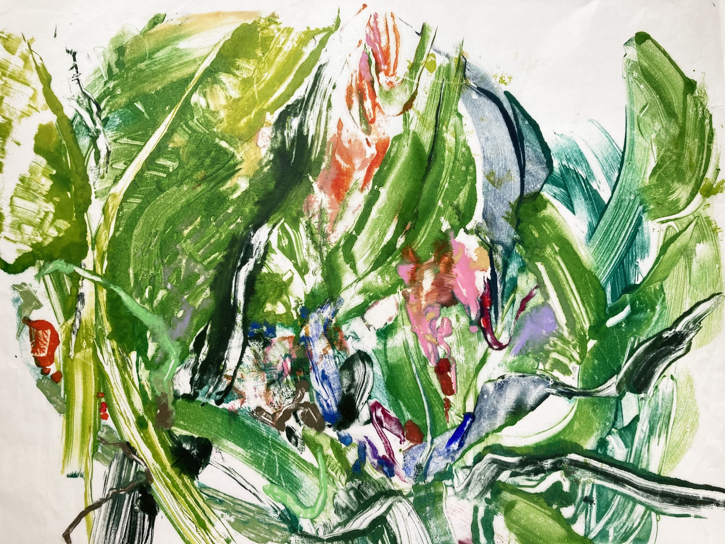 Gather, Encaustic Monoprint 20 x 26
