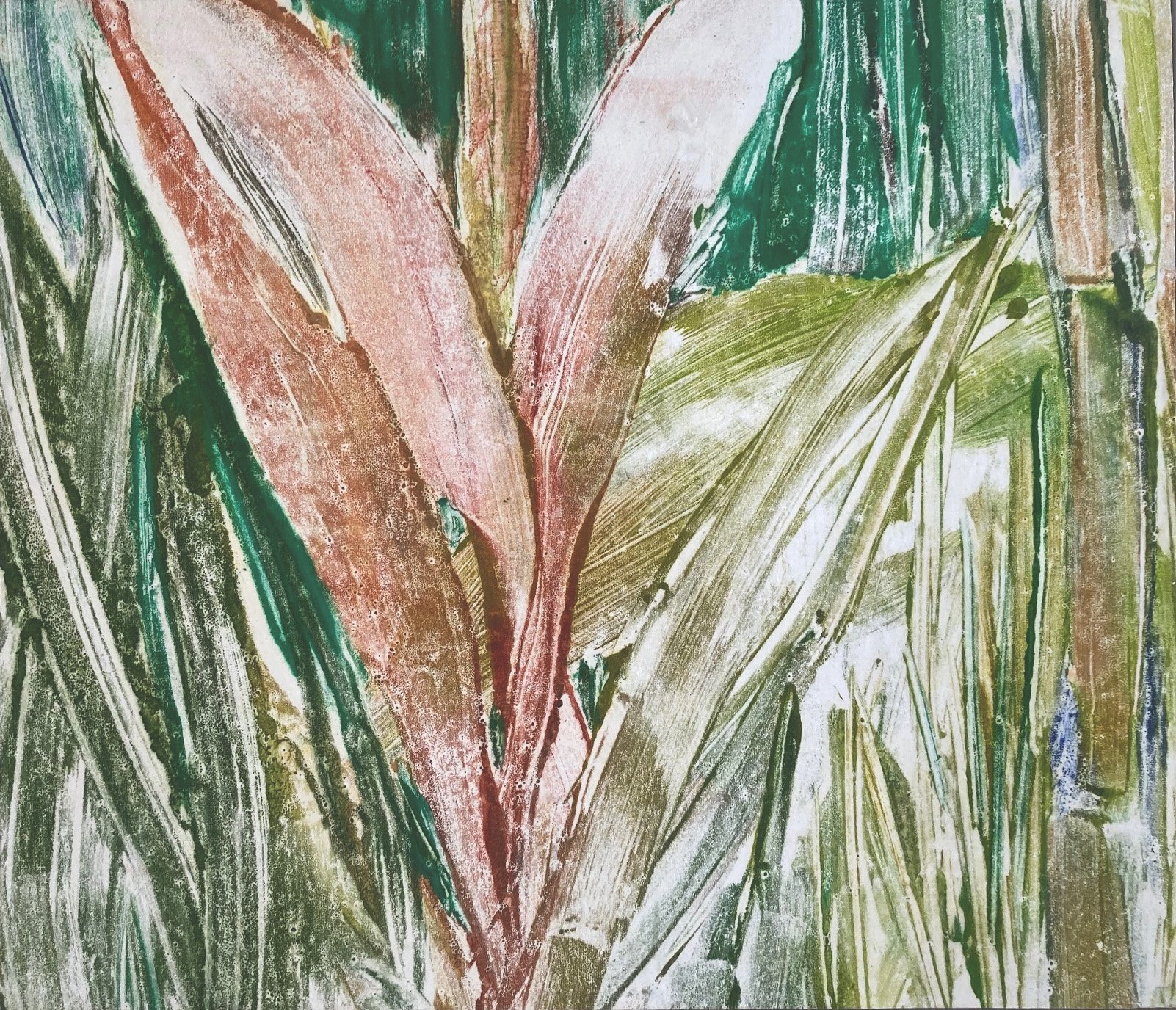 The Young Unfurl, Encaustic Monoprint 20 x 23.25