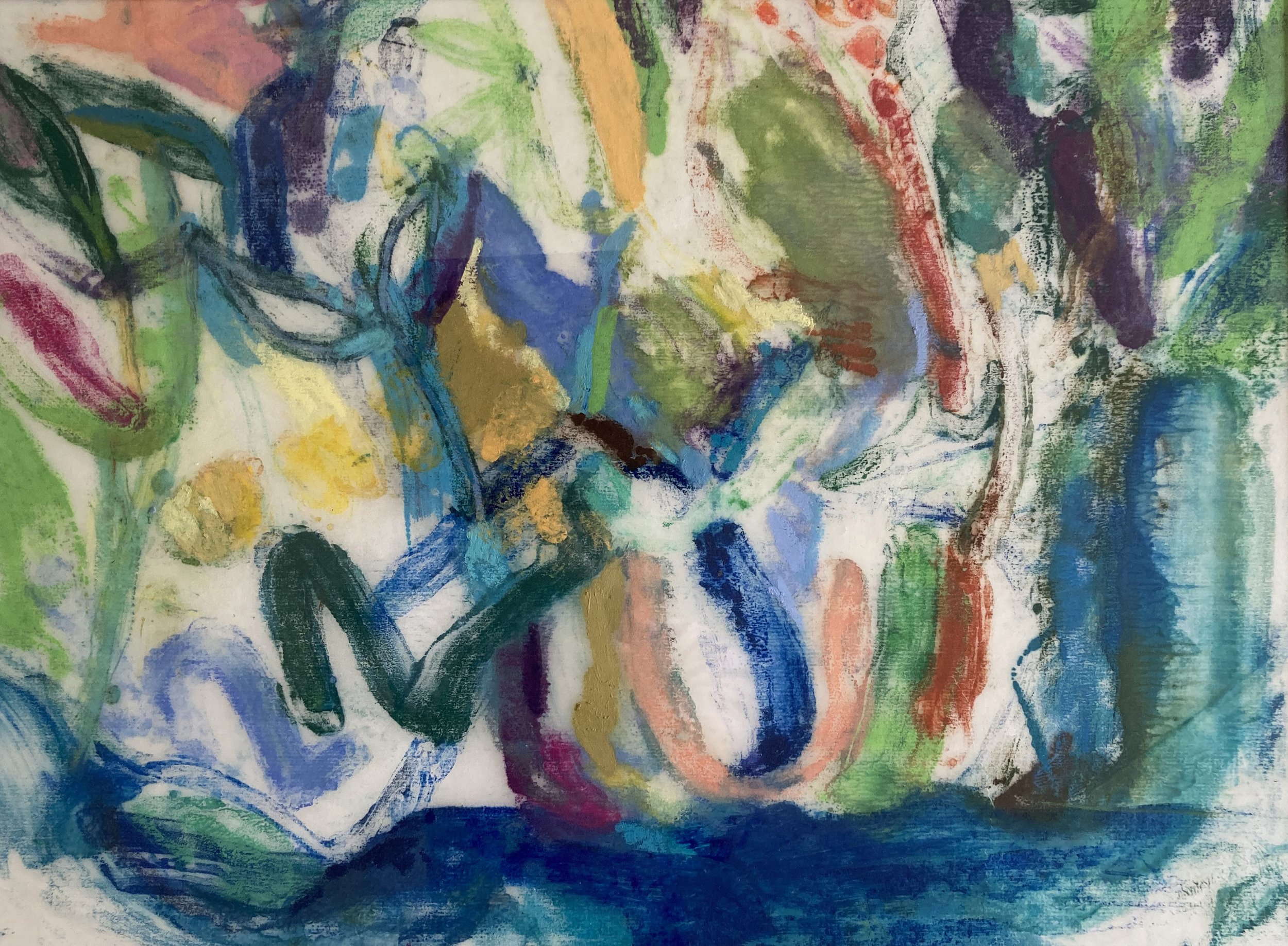 The Dance With the Sea, Encaustic Monoprint 11.5 x 15.5