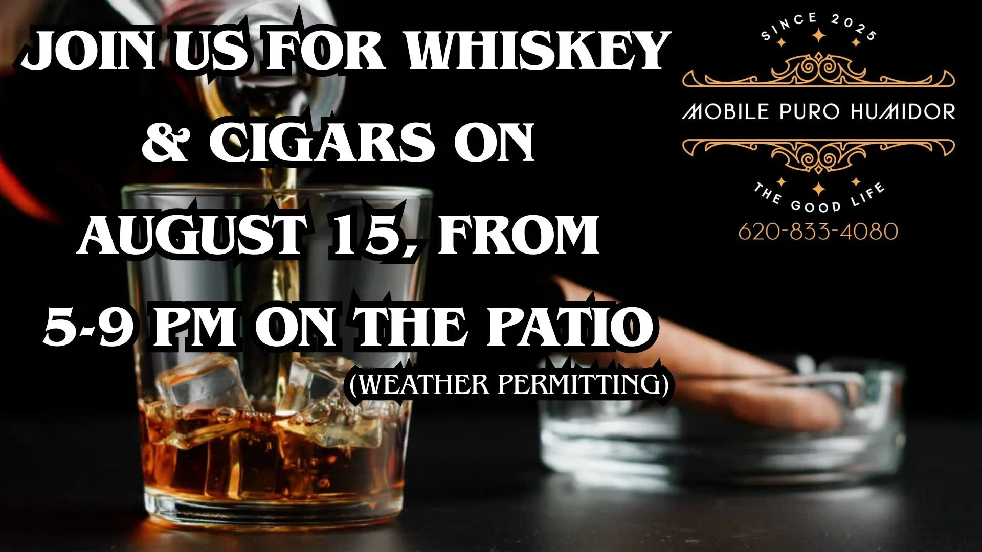 Mobile Puro Humidor Cigars &amp; Whiskey on the Patio