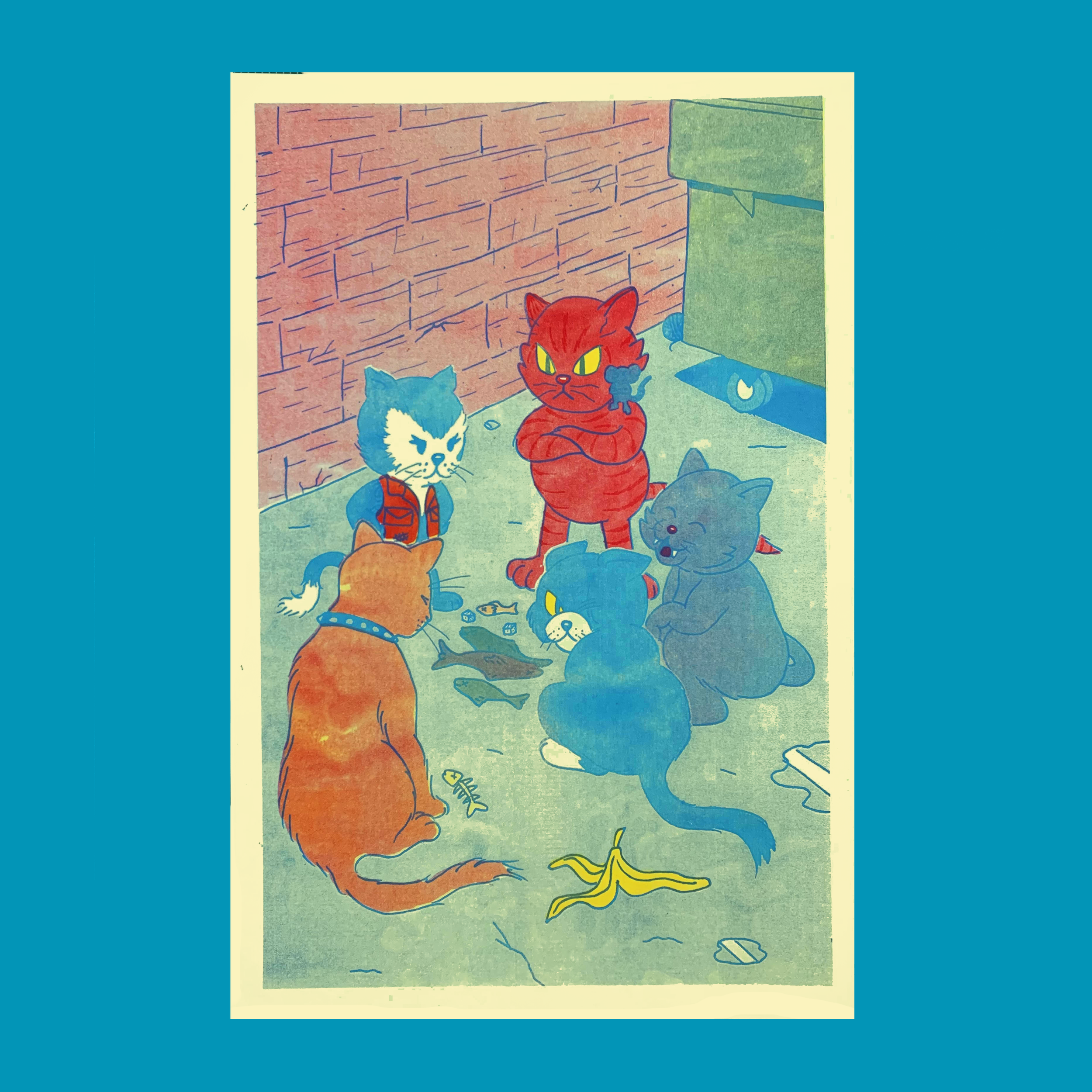 Alley Craps - 11” x 17” risograph print