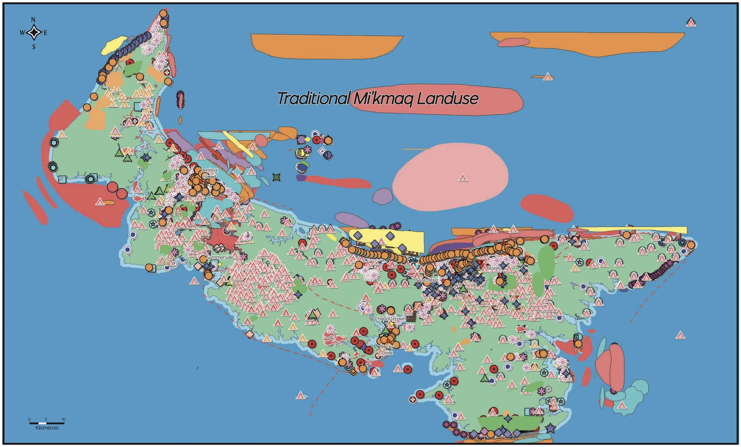 An image of the Mi'kmaq Confederacy of Prince Edward Island's "Traditional Mi'kmaq Land Use" map - click through for more...