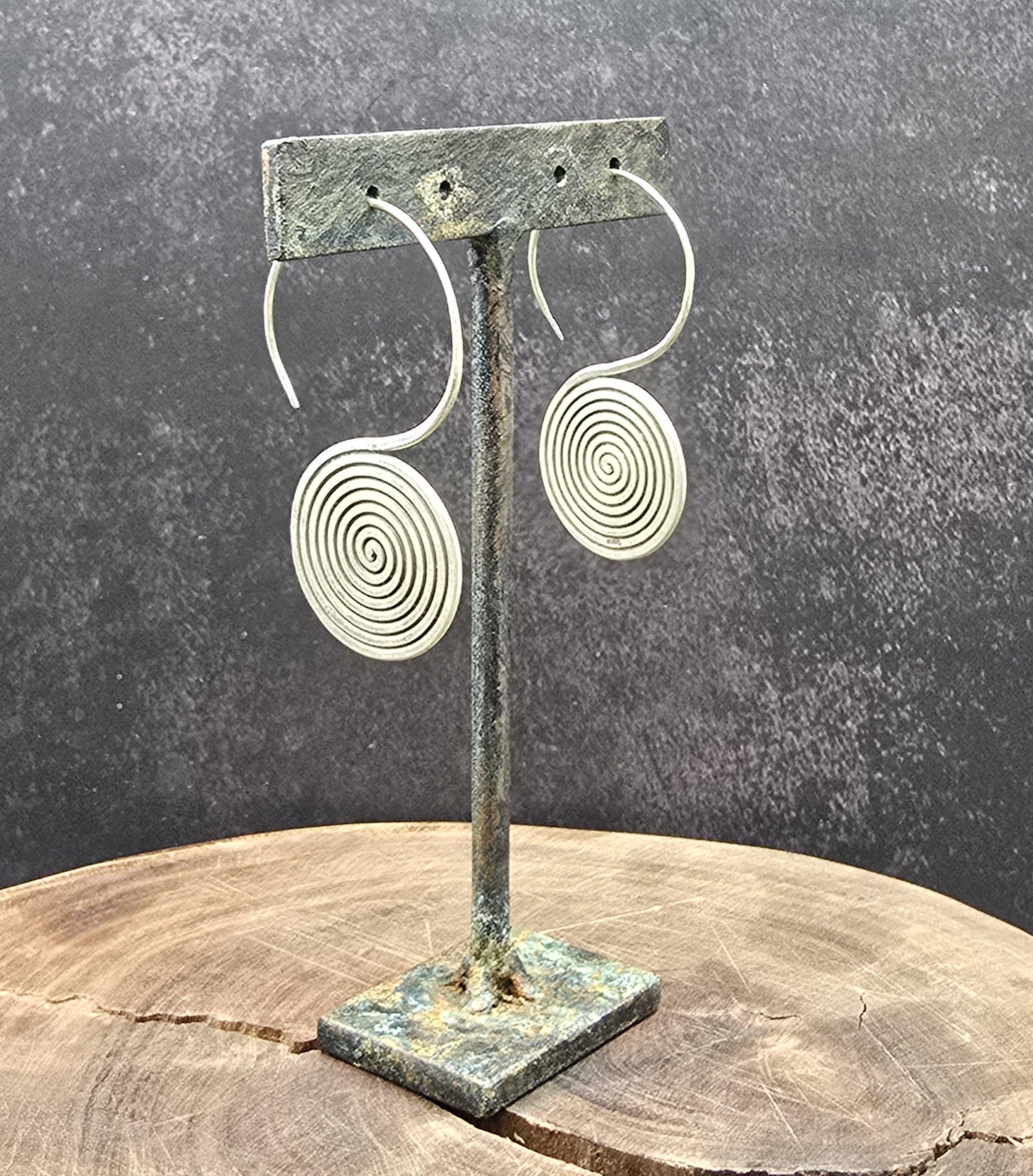 Artist Made Modernist Sterling Silver Coil Earrings