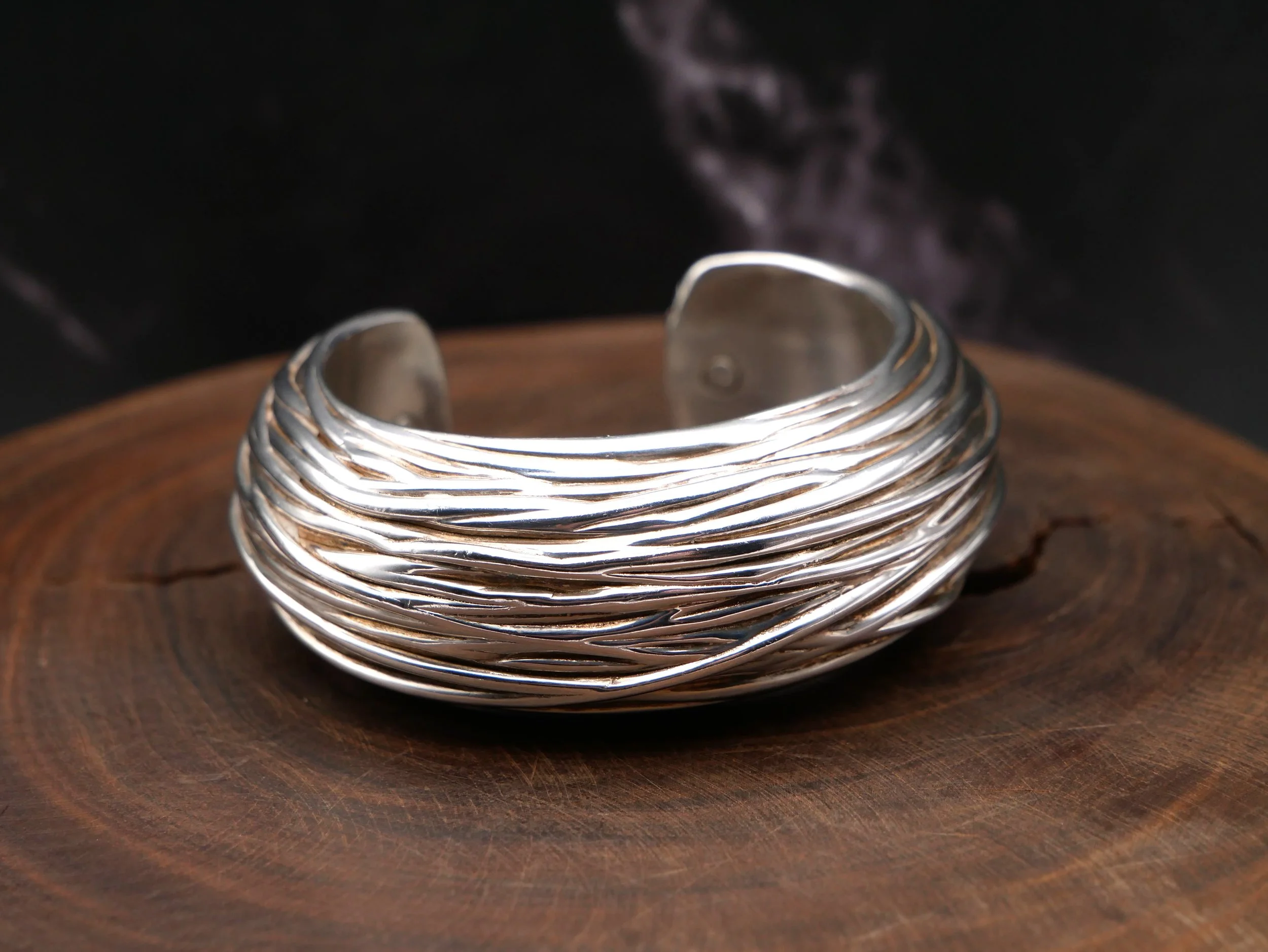 Sterling Silver Electroform Multi-Layered Textured Wire Cuff Bracelet